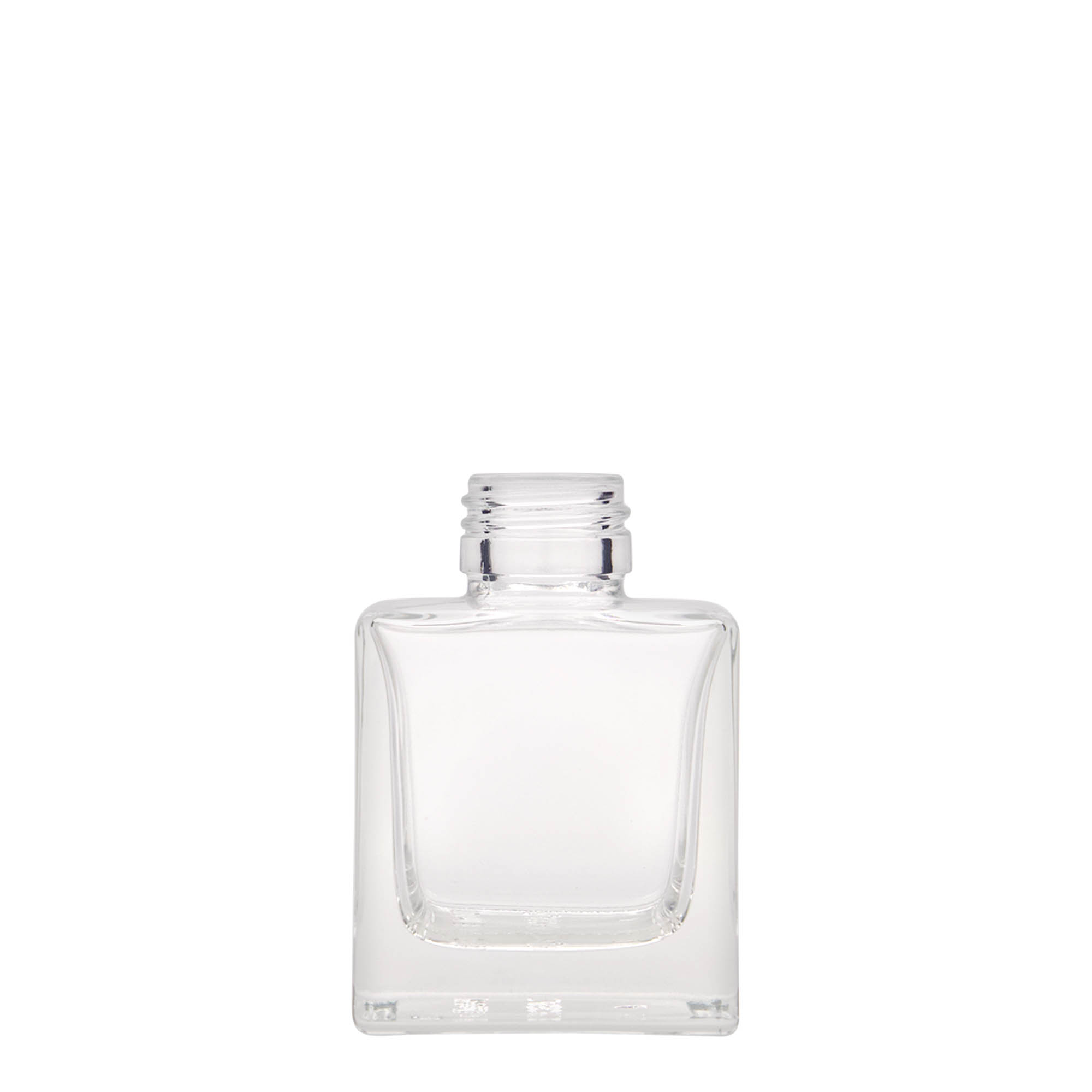 100 ml lasipullo 'Cube', neliömäinen, suuaukko: PP 28