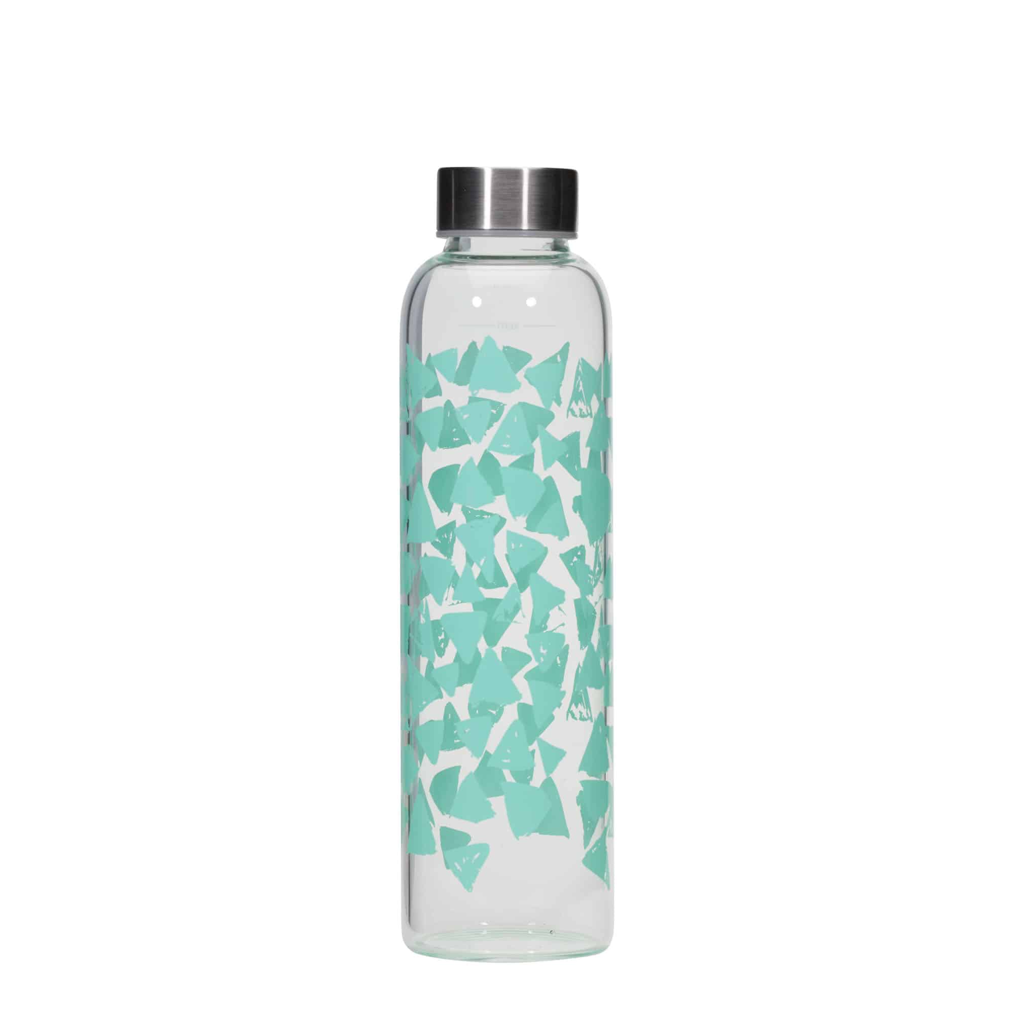 500 ml juomapullo 'Perseus', kuvio: turkoosit kolmiot, suu: Kierrekorkki