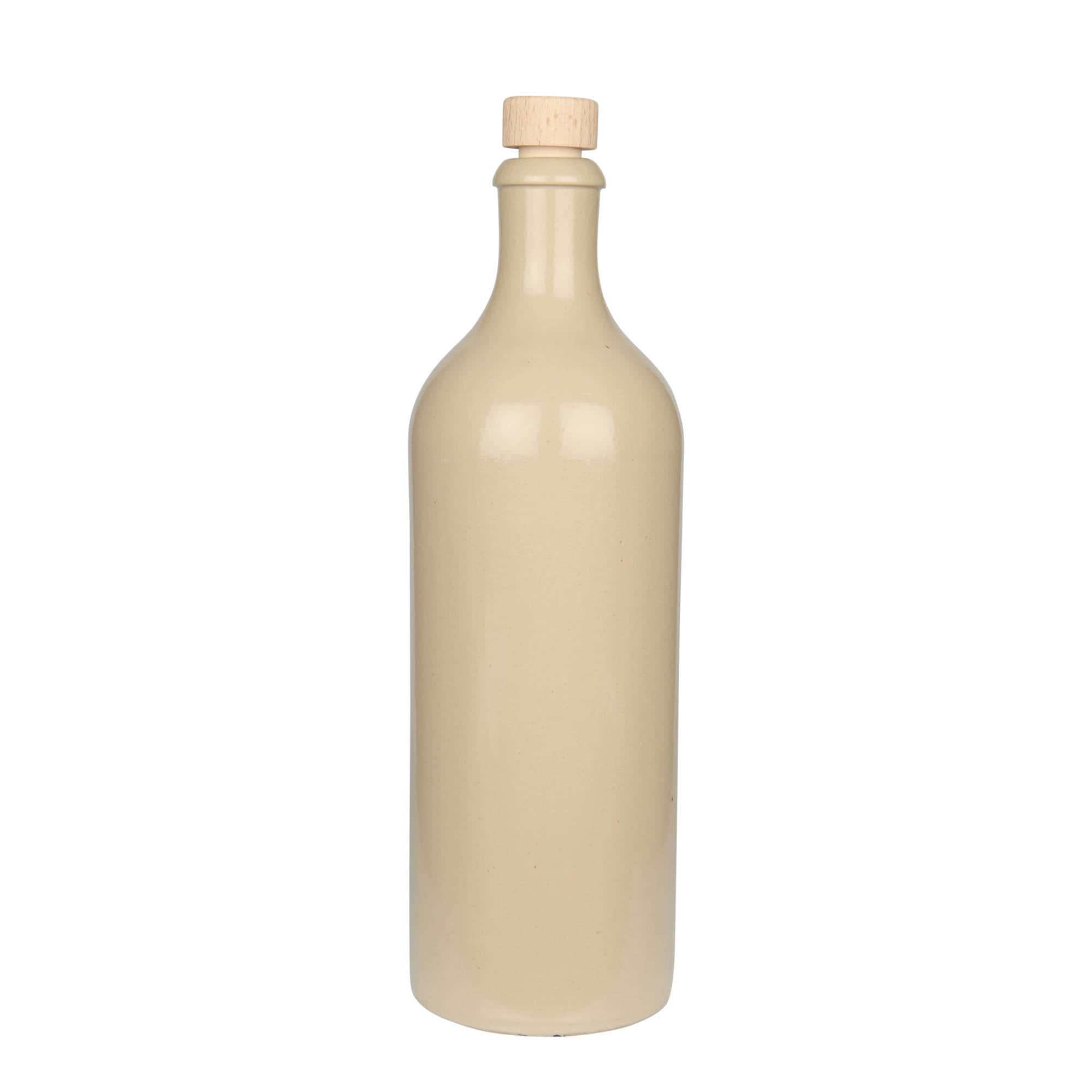 750 ml tonkannu, kivitavaraa, beige, suuaukko: korkki