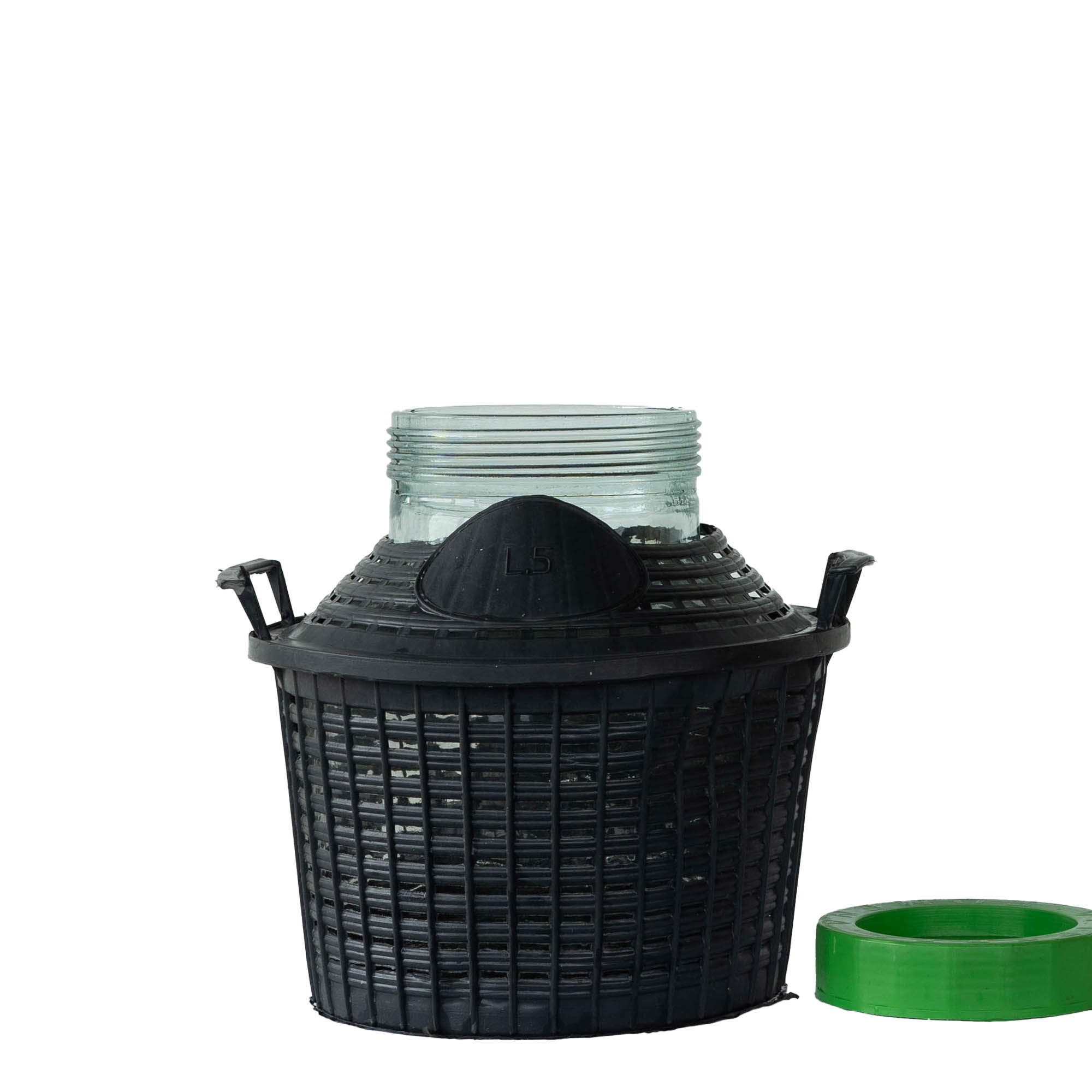 5 l pallopullo leveällä suulla, lasia, suuaukko: ruuvikorkki 5 l pallopullo leveällä suulla, lasia, suuaukko: ruuvikorkki