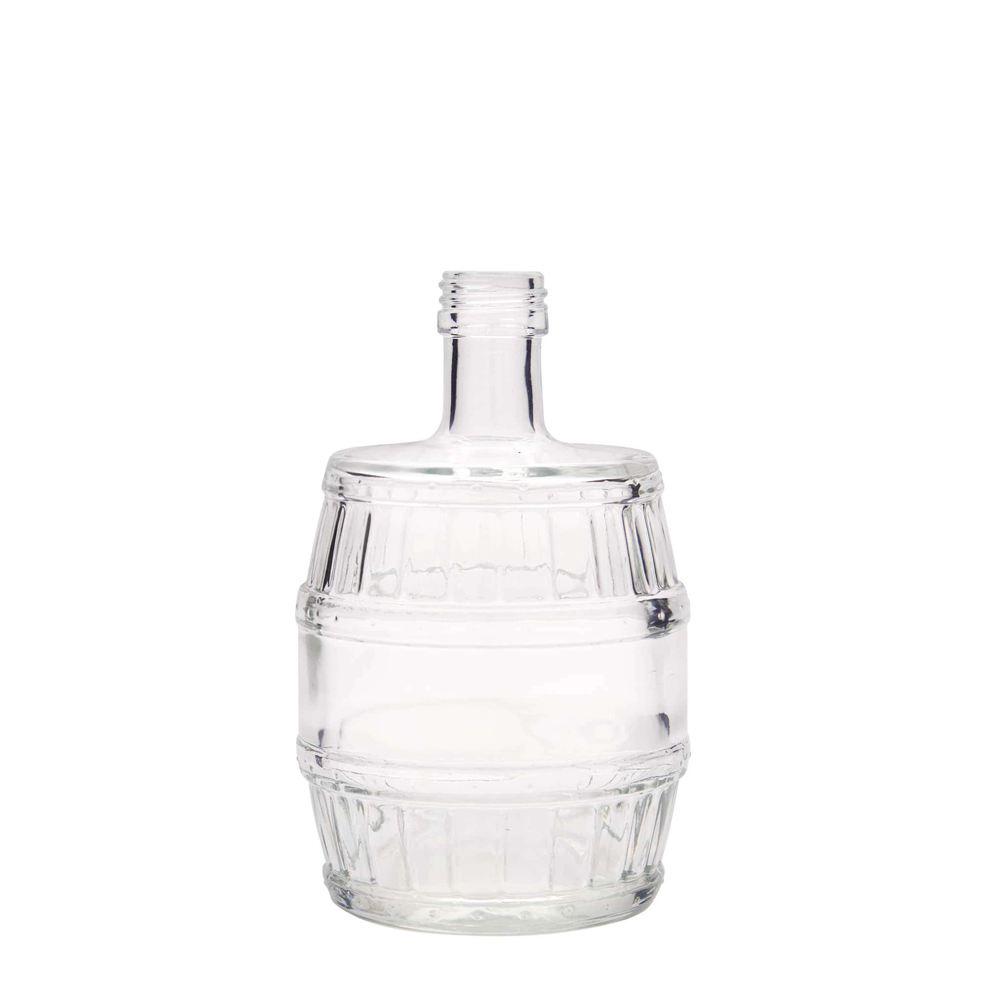 500 ml lasipullo 'tynnyri', suuaukko: PP 28