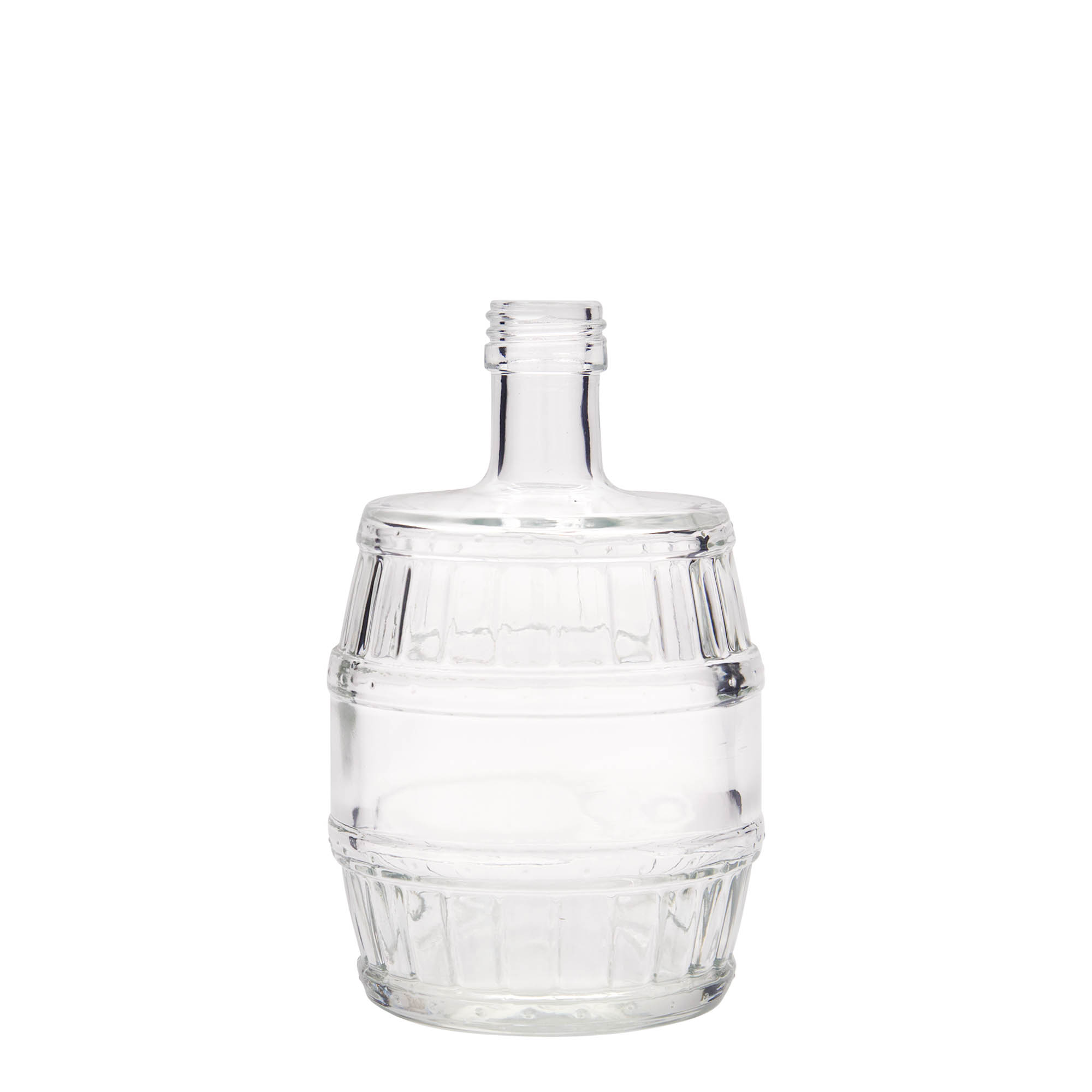 500 ml lasipullo ”tynnyri”, suuaukko: PP 28