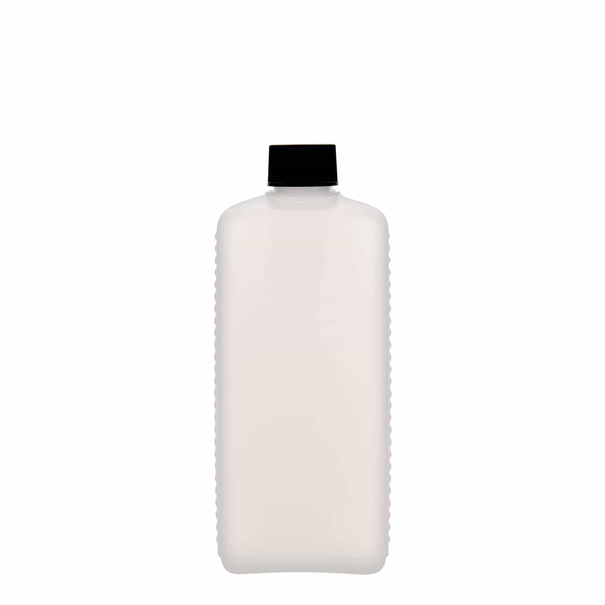 500 ml kanisteripullo, nelikulm., HDPE-muovi, natur, suu: DIN 25 EPE