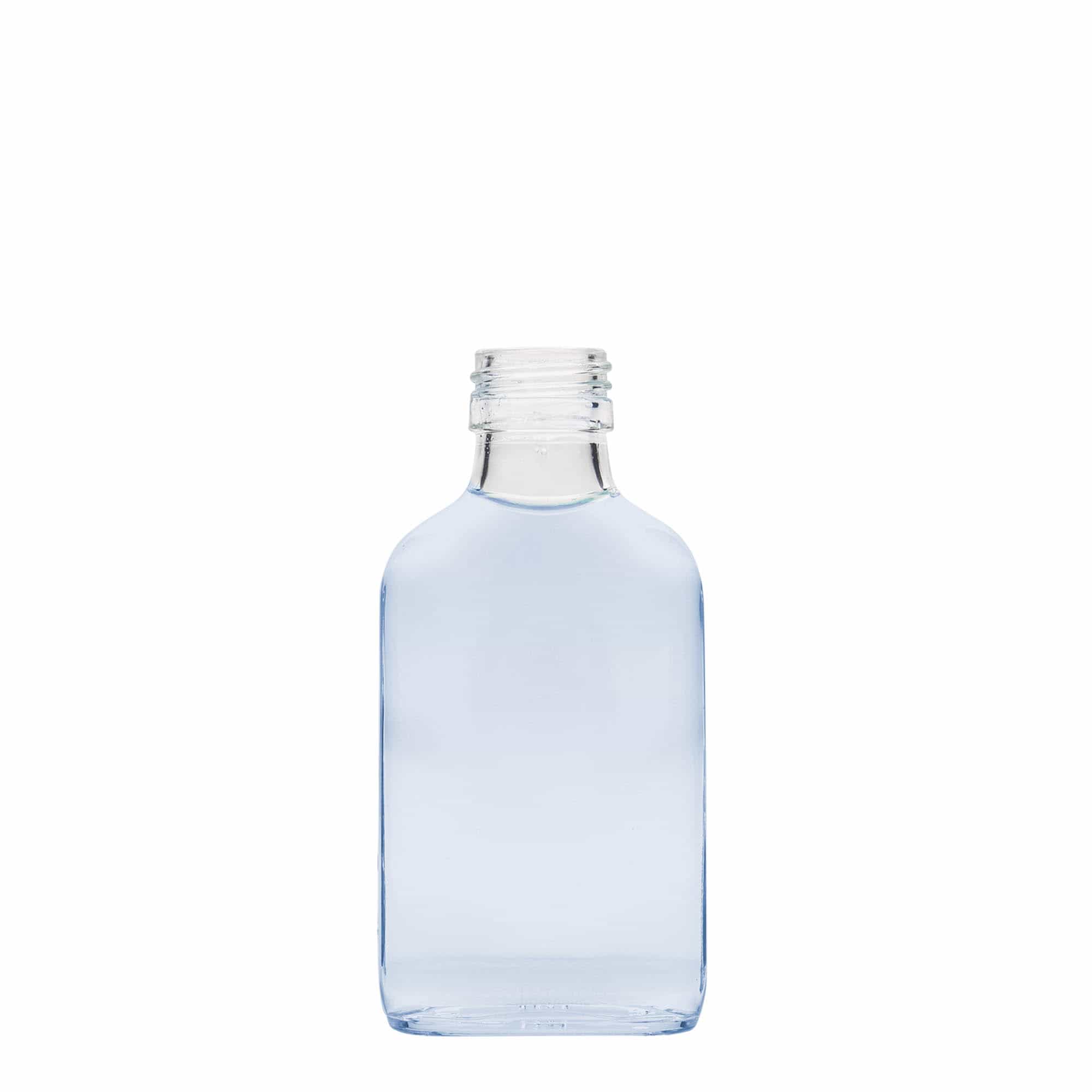 100 ml taskumatti, nelikulm., lasi, suu: PP 28