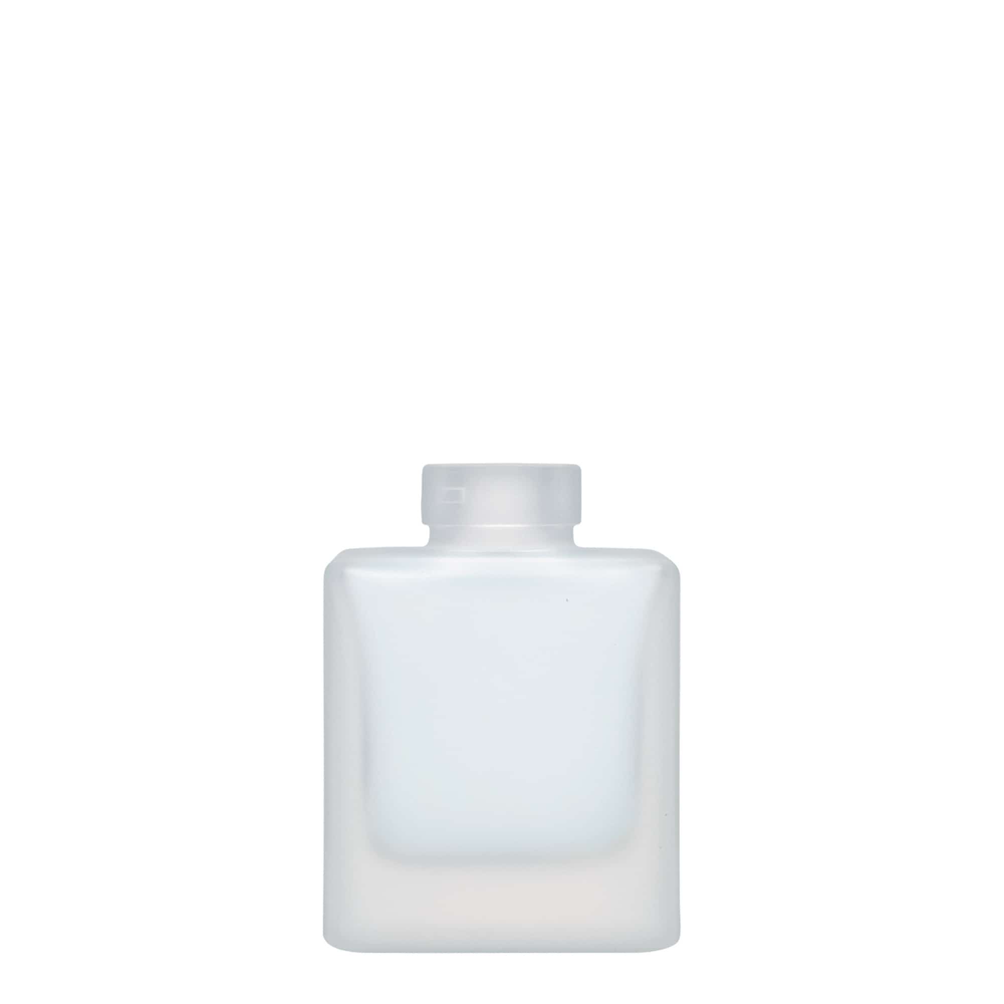100 ml lasipullo 'Cube', neliö, huurrettu, suu: korkki 100 ml lasipullo 'Cube', neliö, huurrettu, suu: korkki