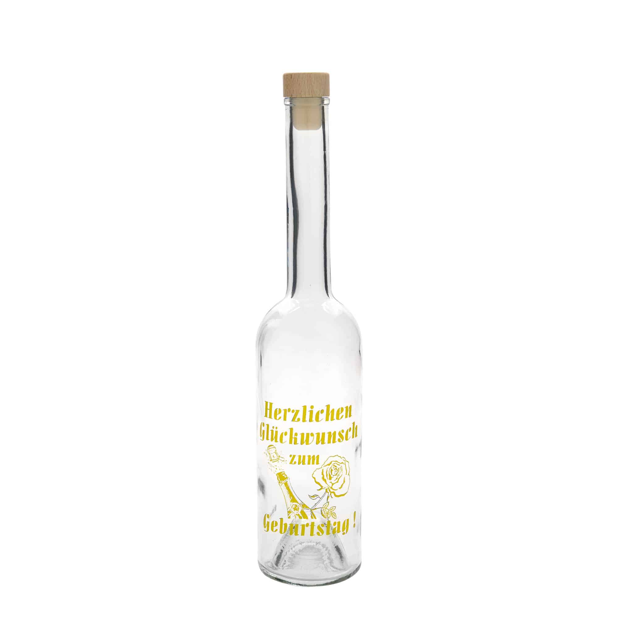 500 ml lasipullo Maximo painettu 'Karnevaali', suuaukko: korkki