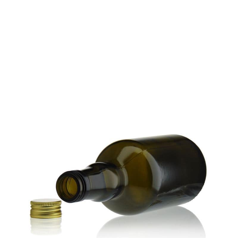 500 ml lasipullo 'Olona', antiikinvihreä, suu: PP 31,5