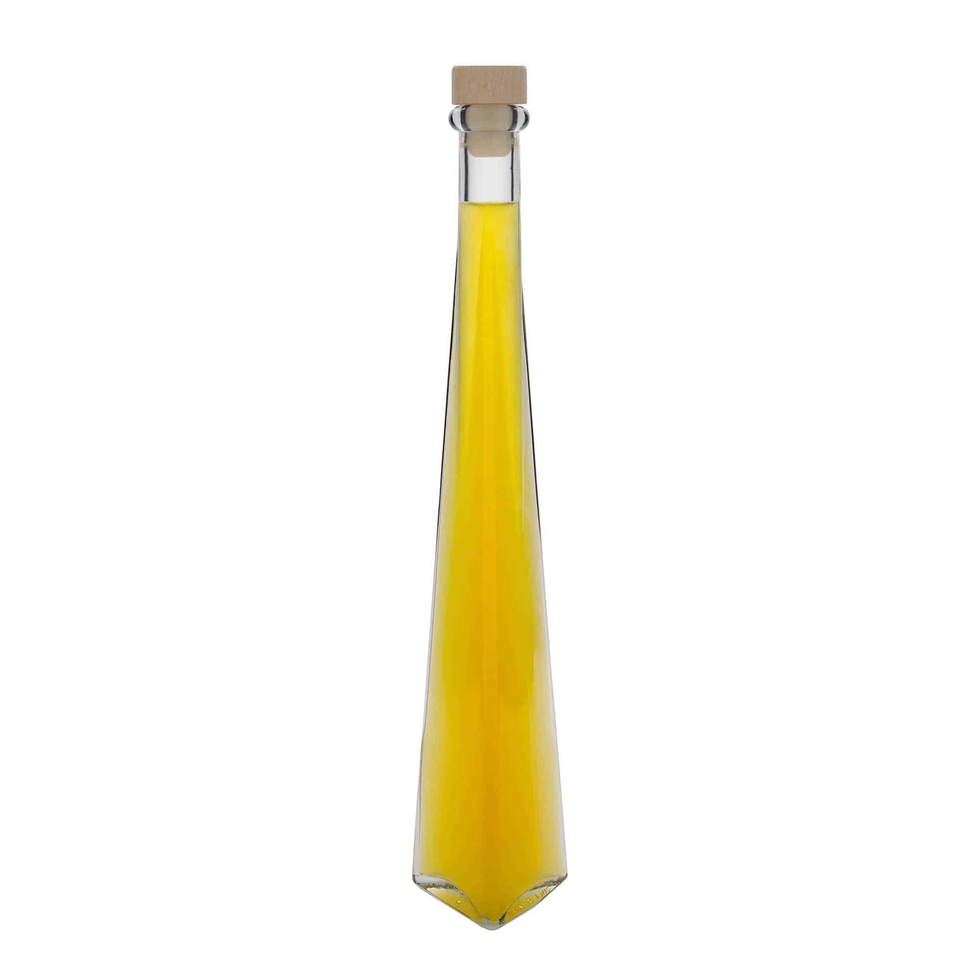 200 ml lasipullo 'Dama Triangolore', kolmikulmainen, suu: korkki