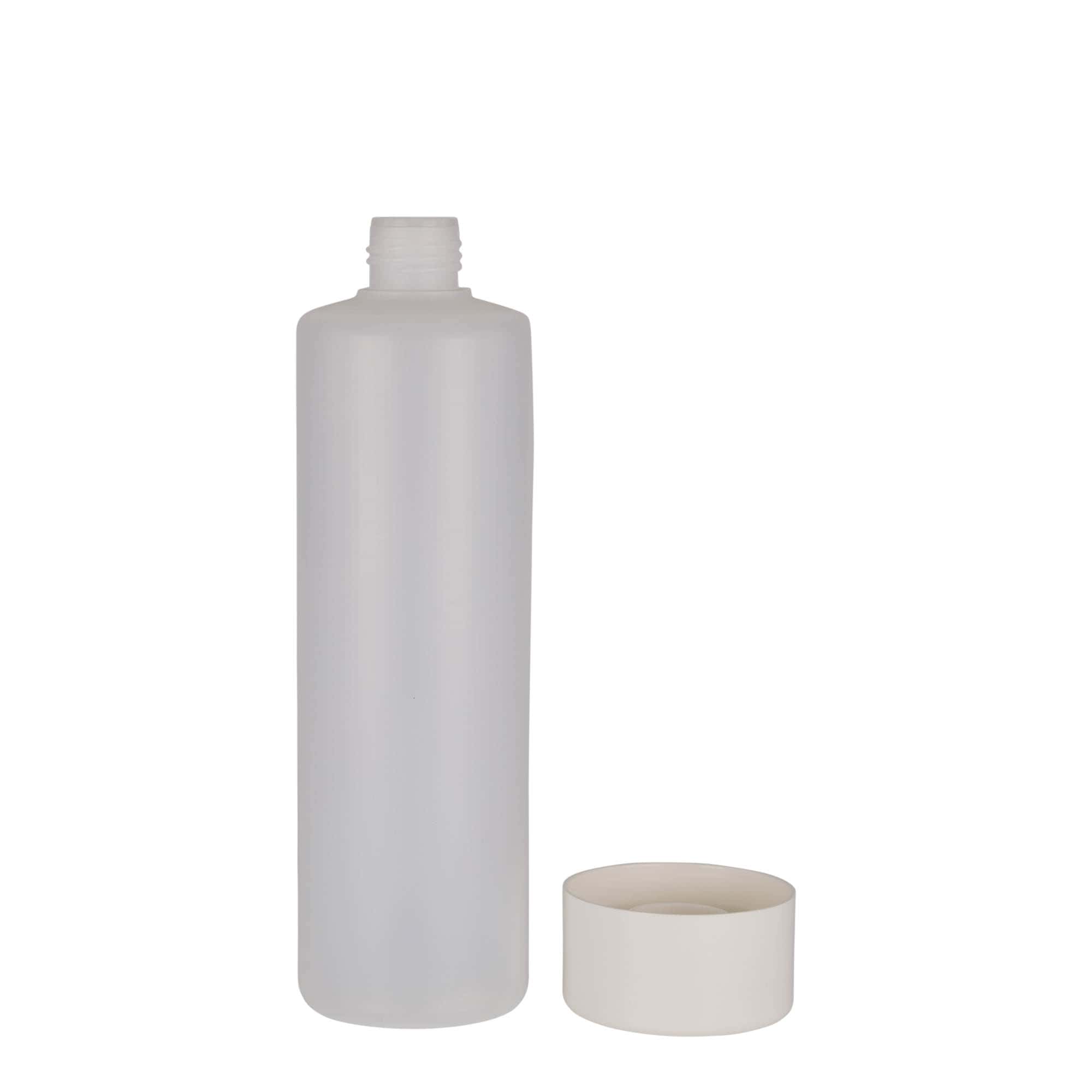 500 ml pyöreä pullo, PE-muovi, natur, suu: Kierrekorkki