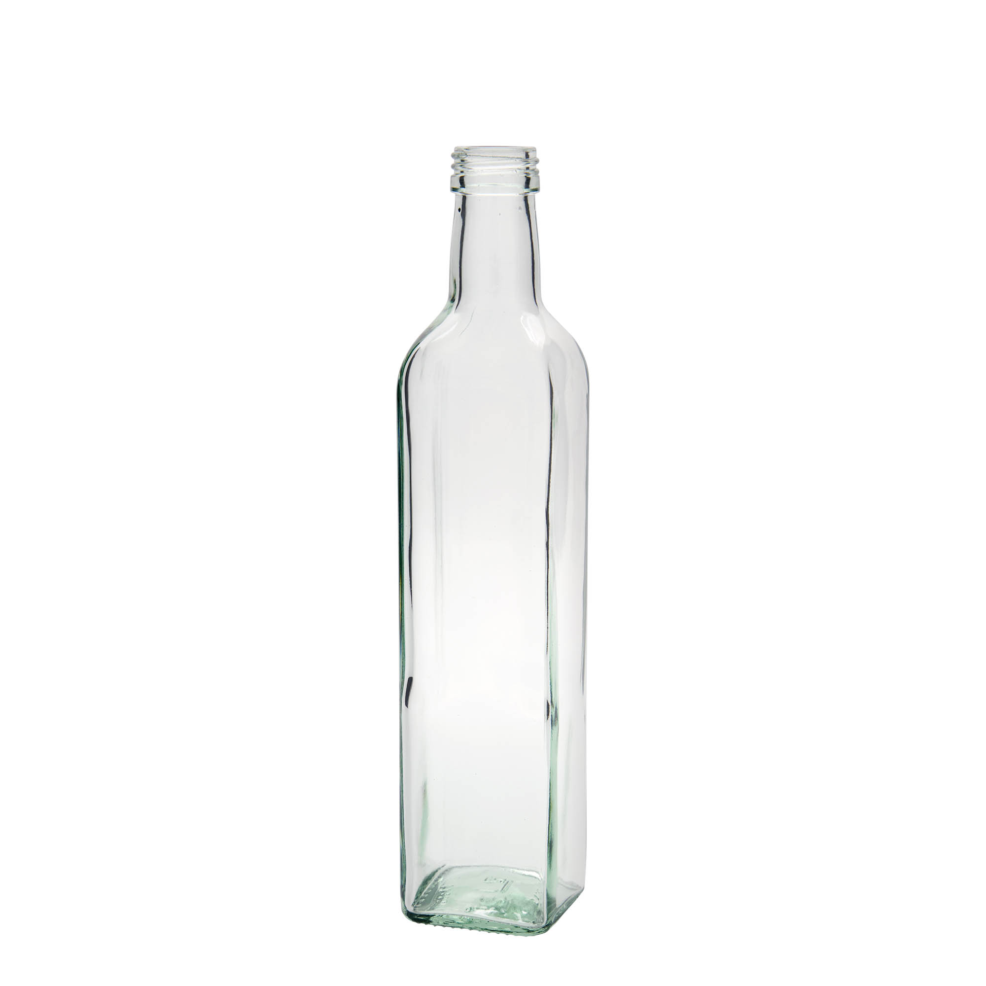 500 ml lasipullo ”Marasca”, neliömäinen, suuaukko: PP 31,5