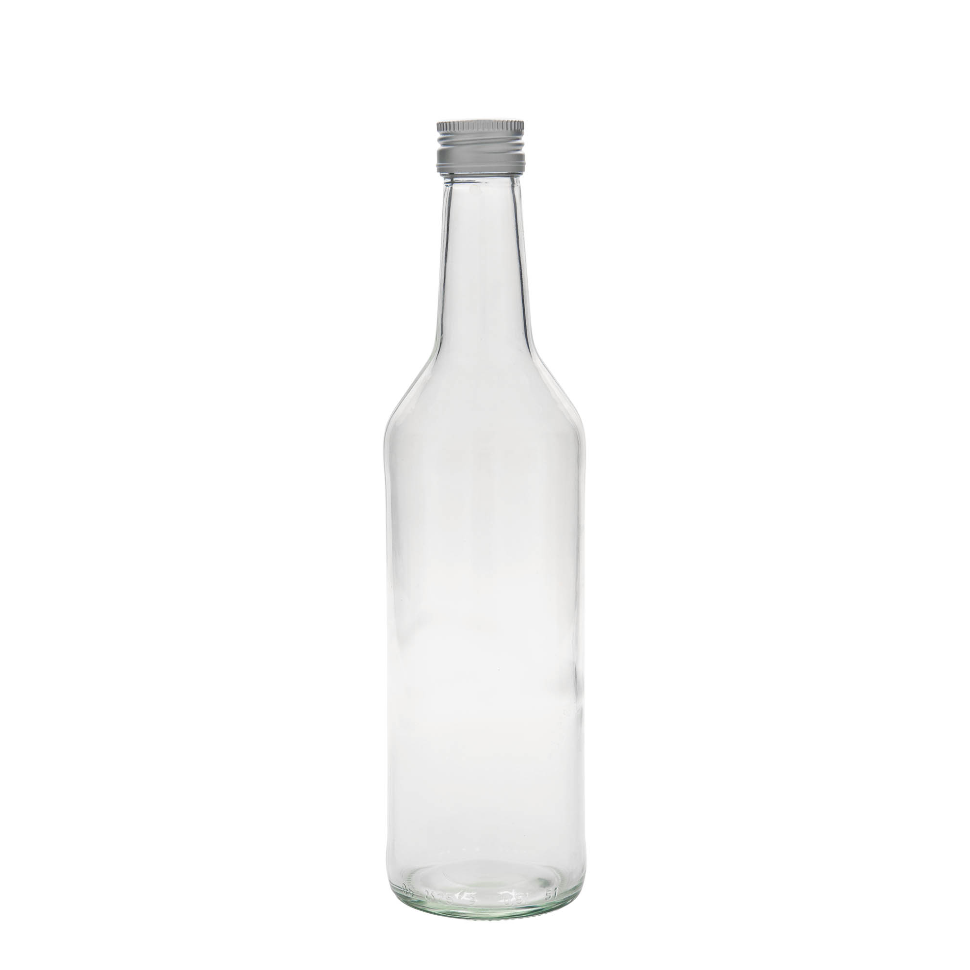 500 ml lasipullo suoralla kaulalla, suuaukko: PP 28