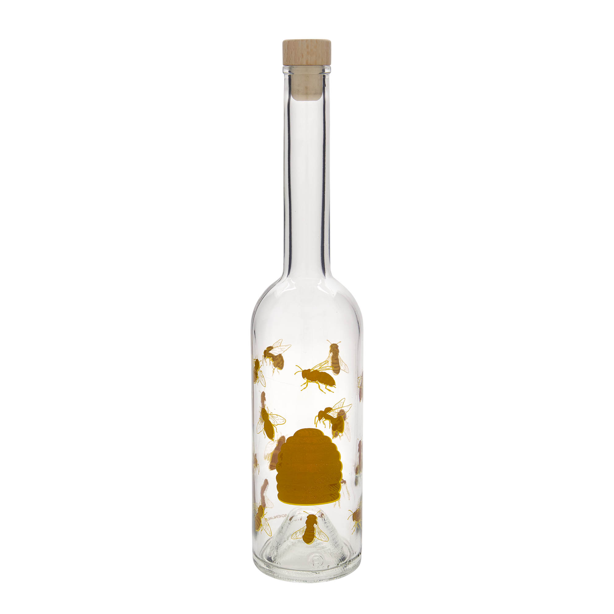 500 ml lasipullo 'Opera', kuvio: mehiläiset, suuaukko: korkki