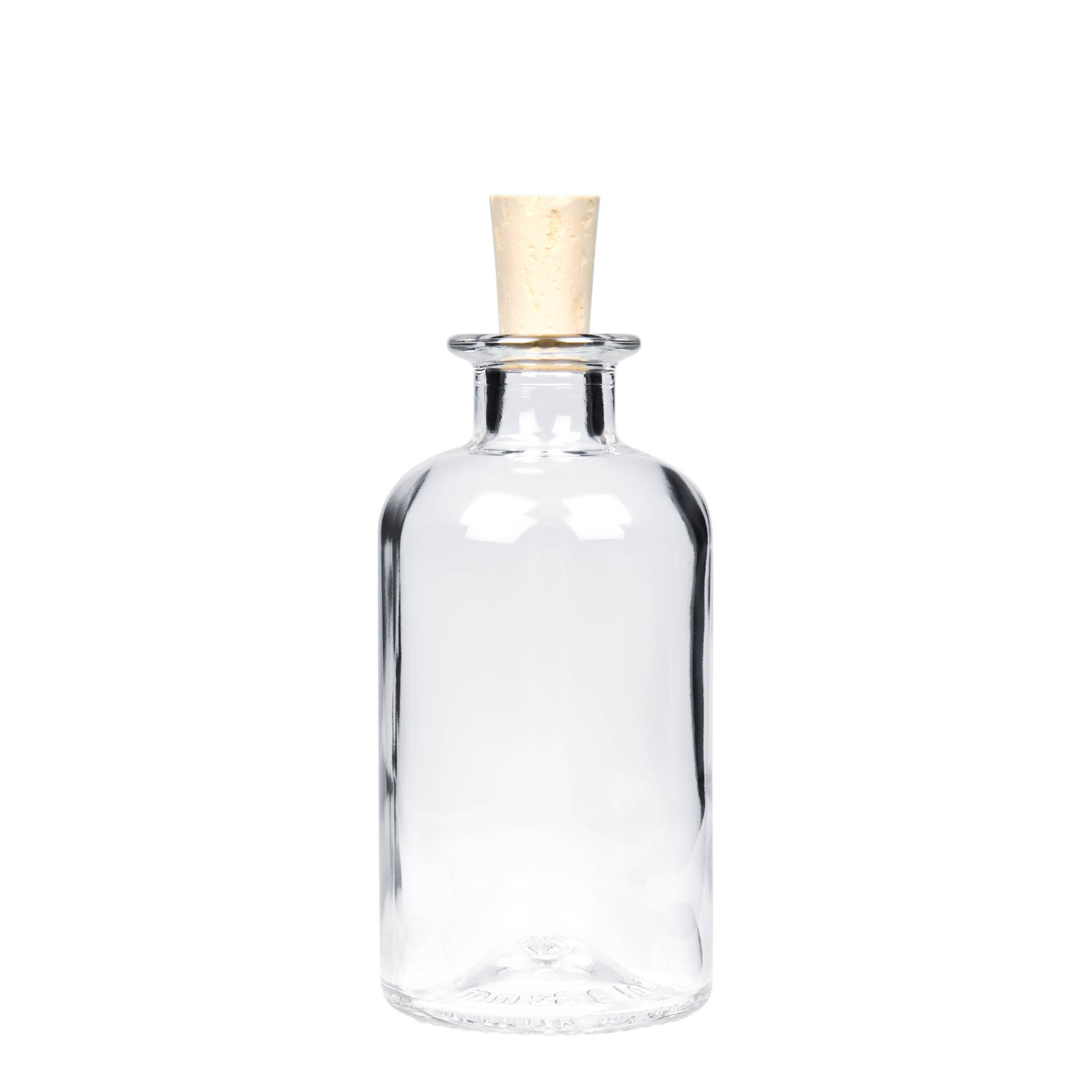250 ml lasipullo apteekkarille, suuaukko: korkki