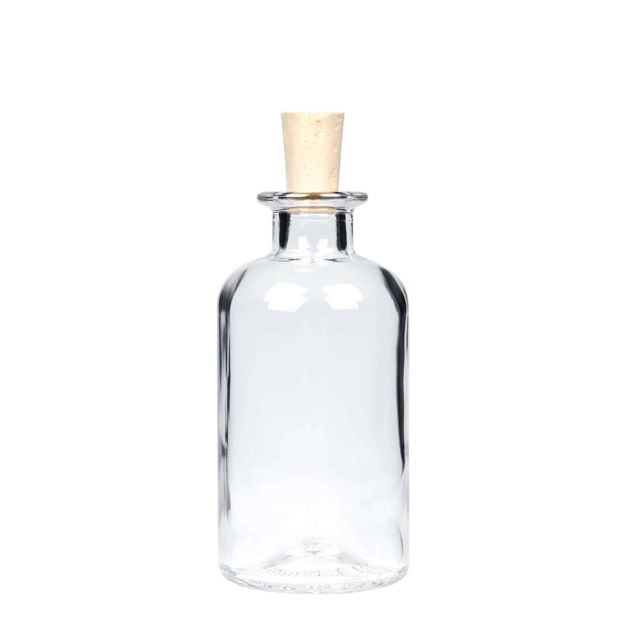250 ml lasipullo apteekkarille, suuaukko: korkki