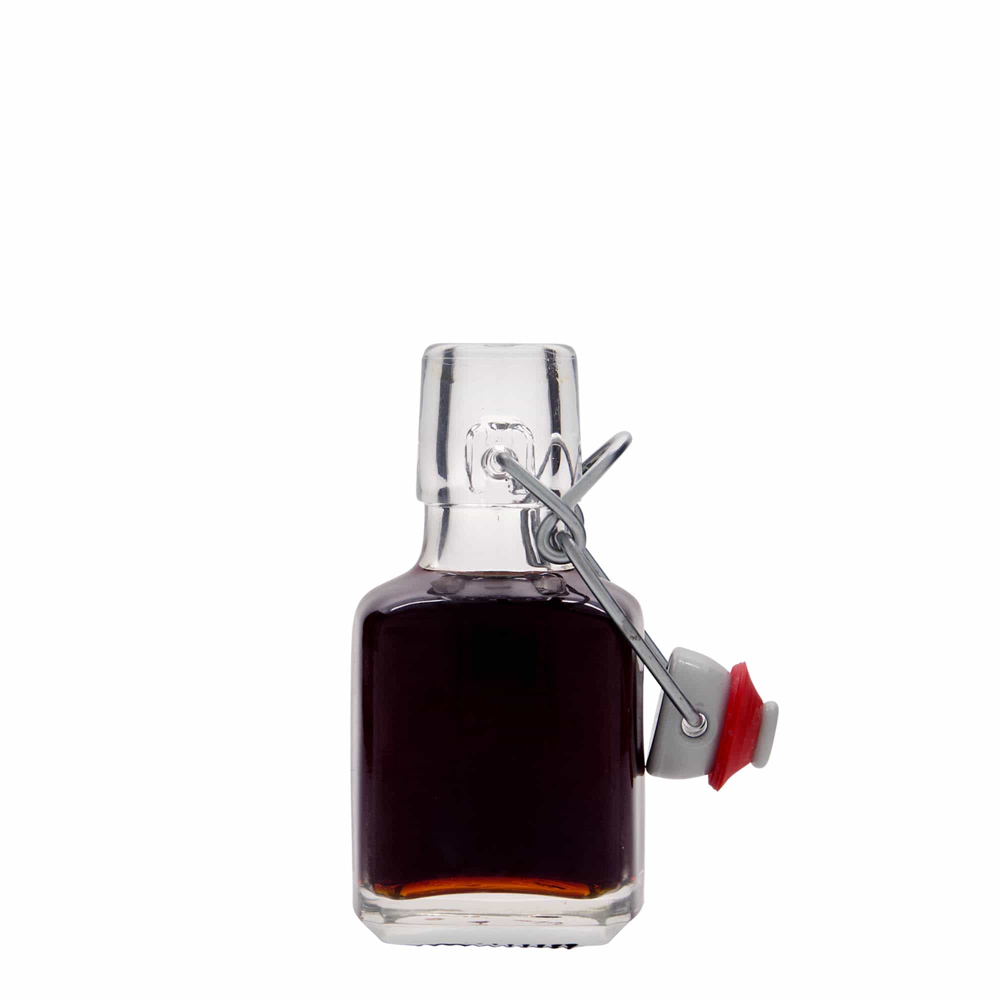 100 ml lasipullo 'Kubica', nelikulmainen, suuaukko: lukituskorkki