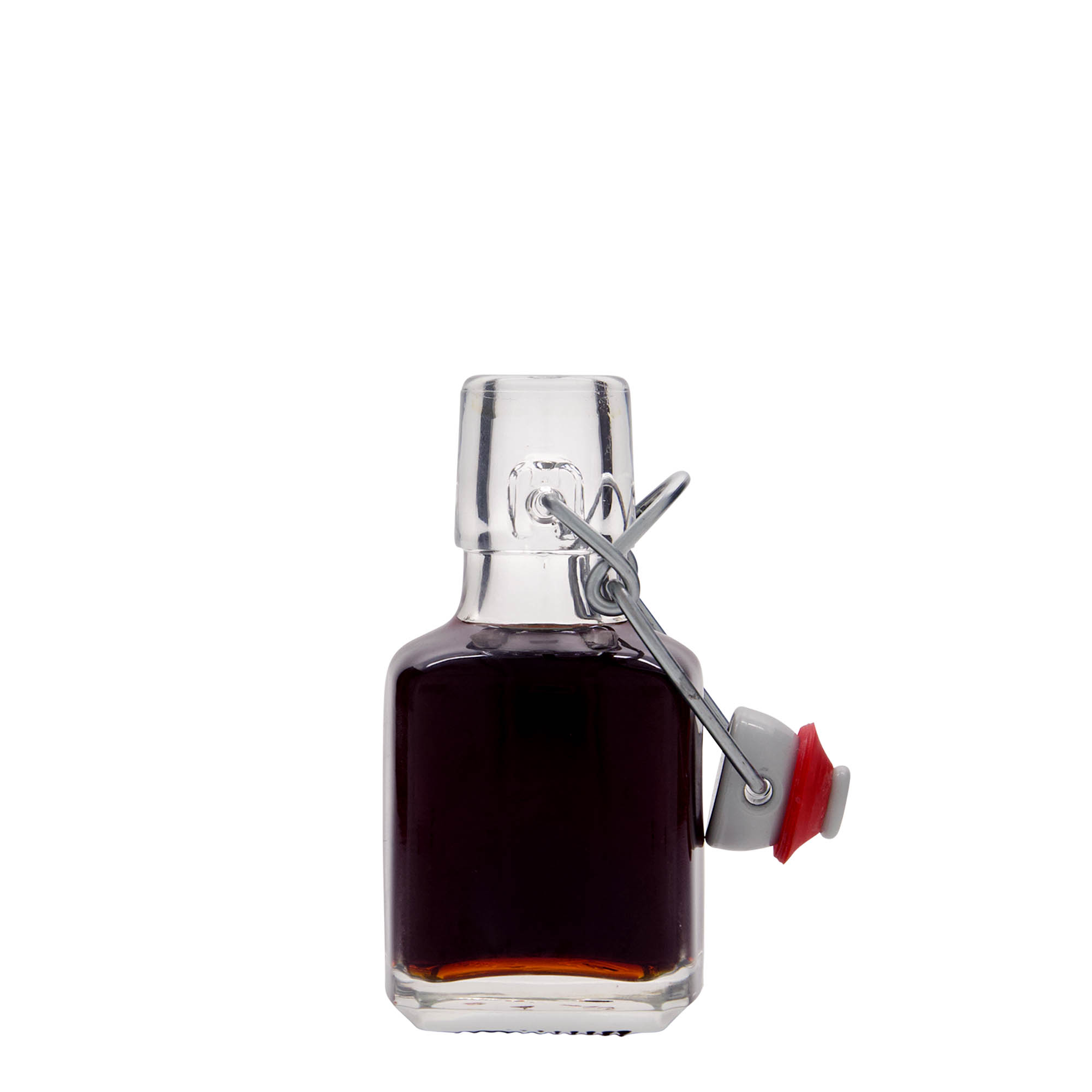 100 ml lasipullo 'Kubica', nelikulmainen, suuaukko: lukituskorkki