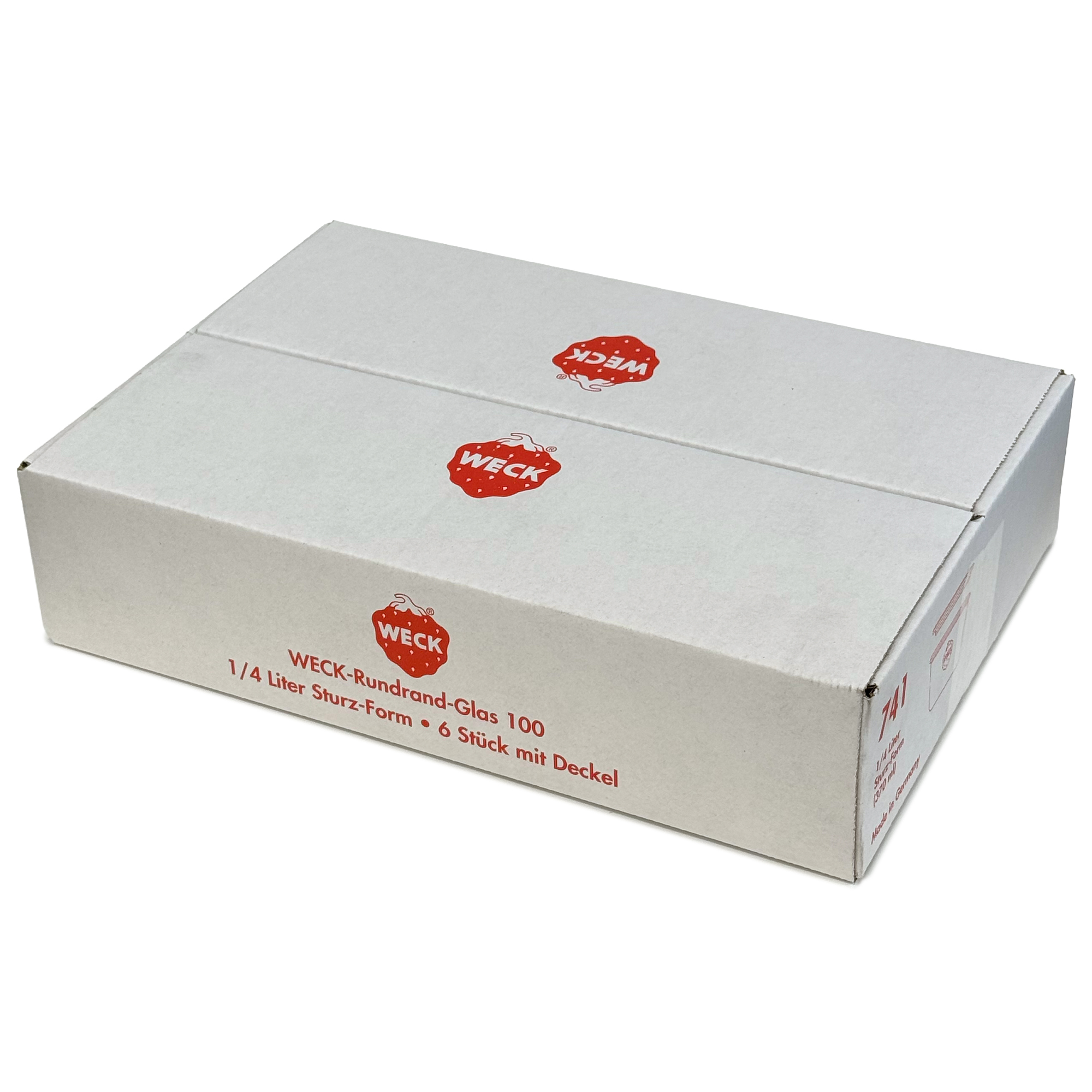 6x 370 ml WECK-kaatopurkki lasikannella RR 100