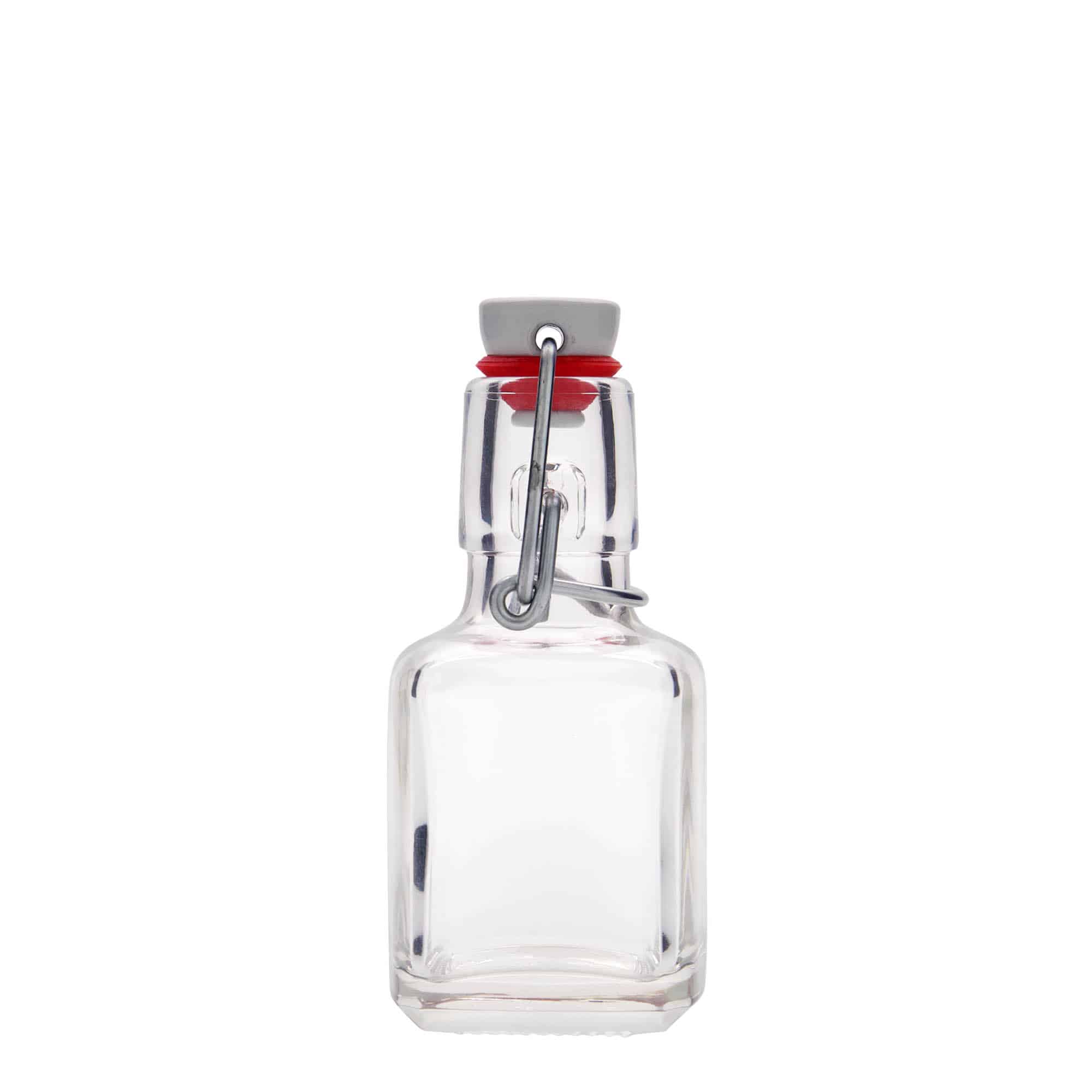 100 ml lasipullo 'Kubica', neliö, suu: patenttikorkki