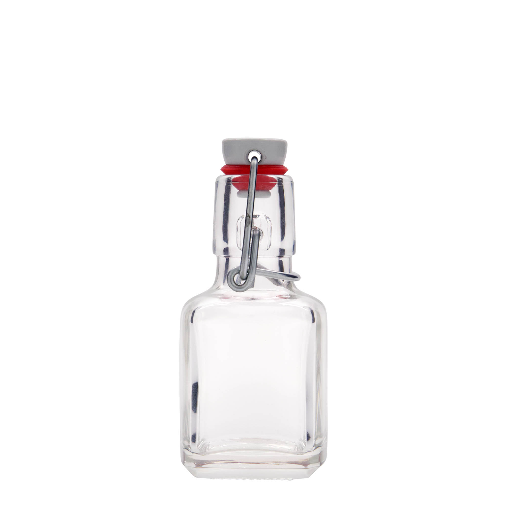 100 ml lasipullo 'Kubica', nelikulmainen, suuaukko: lukituskorkki