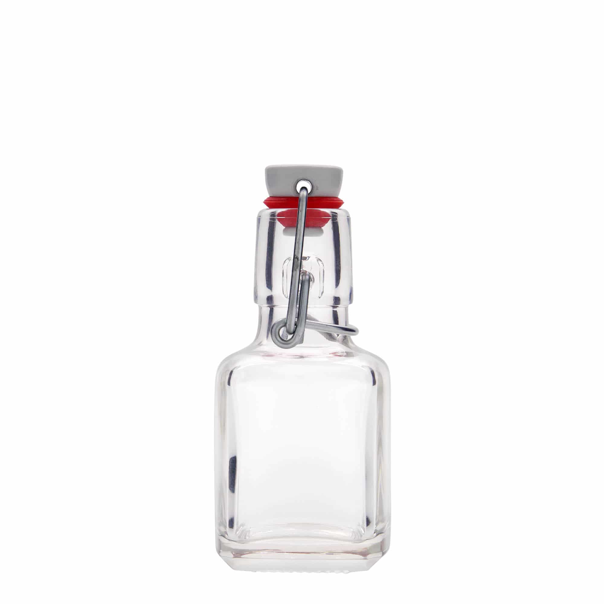 100 ml lasipullo 'Kubica', nelikulmainen, suuaukko: lukituskorkki