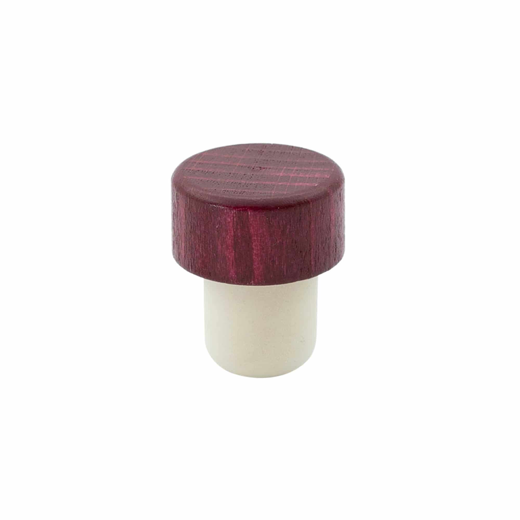 Luonnonkorkit 19 mm, puu, bordeauxin punainen, suu: korkki Luonnonkorkit 19 mm, puu, bordeauxin punainen, suu: korkki