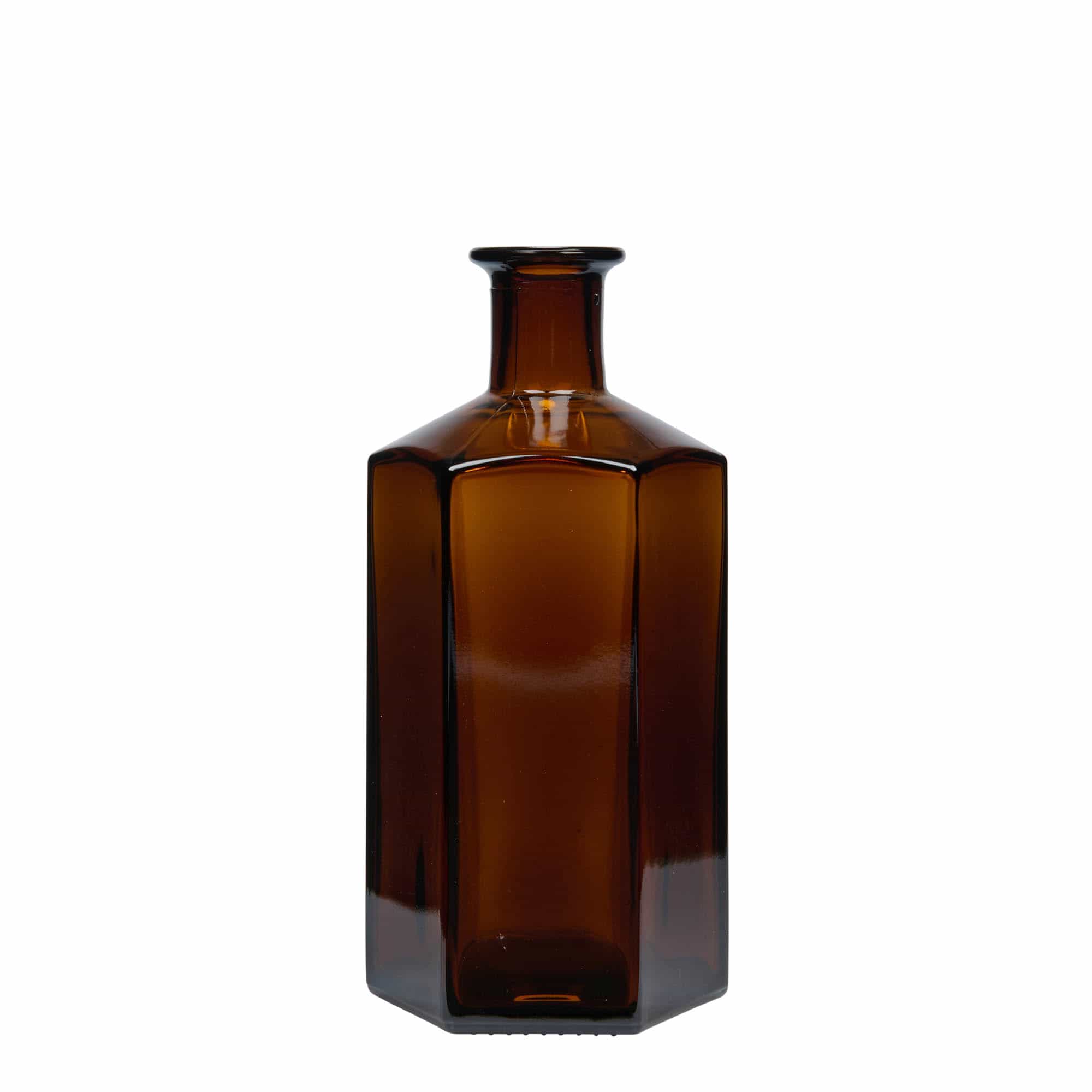 500 ml apteekkarin lasipullo 'Jimmy'. kuusikulmainen. ruskea. suu: korkki 500 ml apteekkarin lasipullo 'Jimmy'. kuusikulmainen. ruskea. suu: korkki
