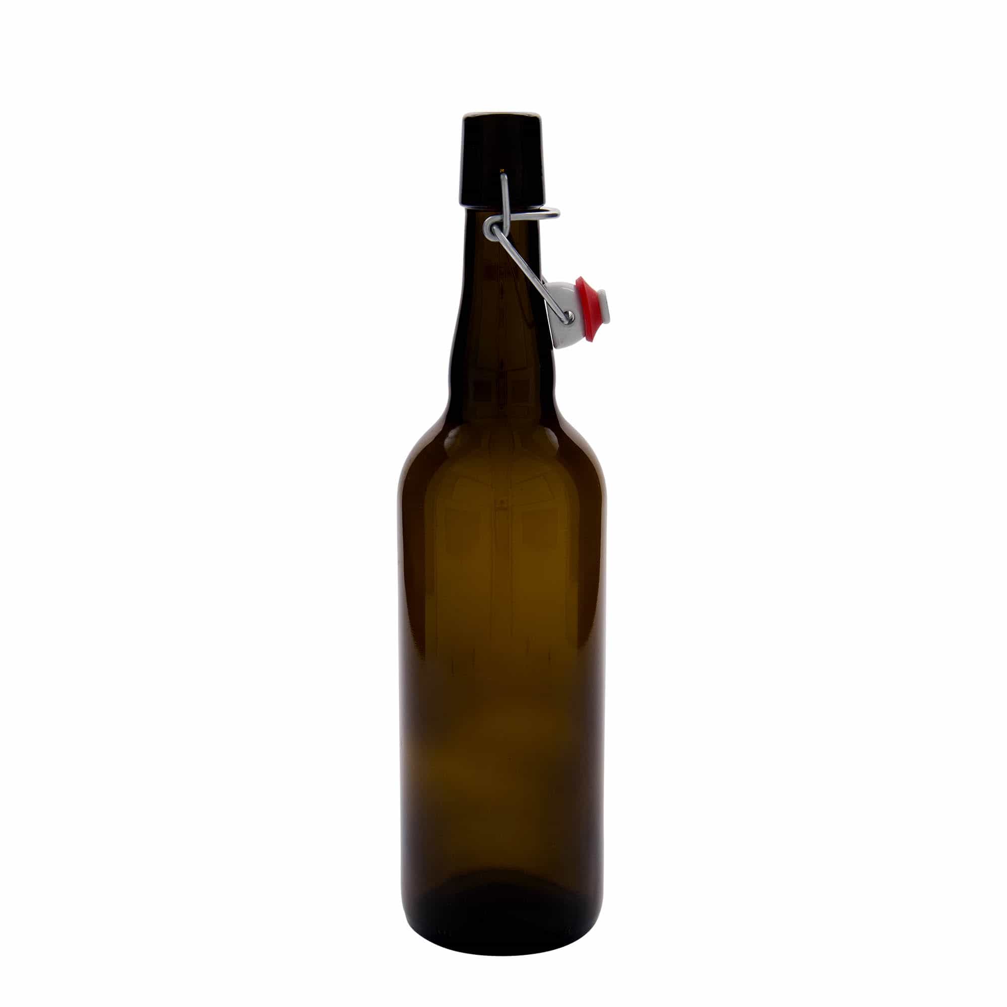 750 ml olutpullo Belgia, lasi, ruskea, suuaukko: lukittava kansi