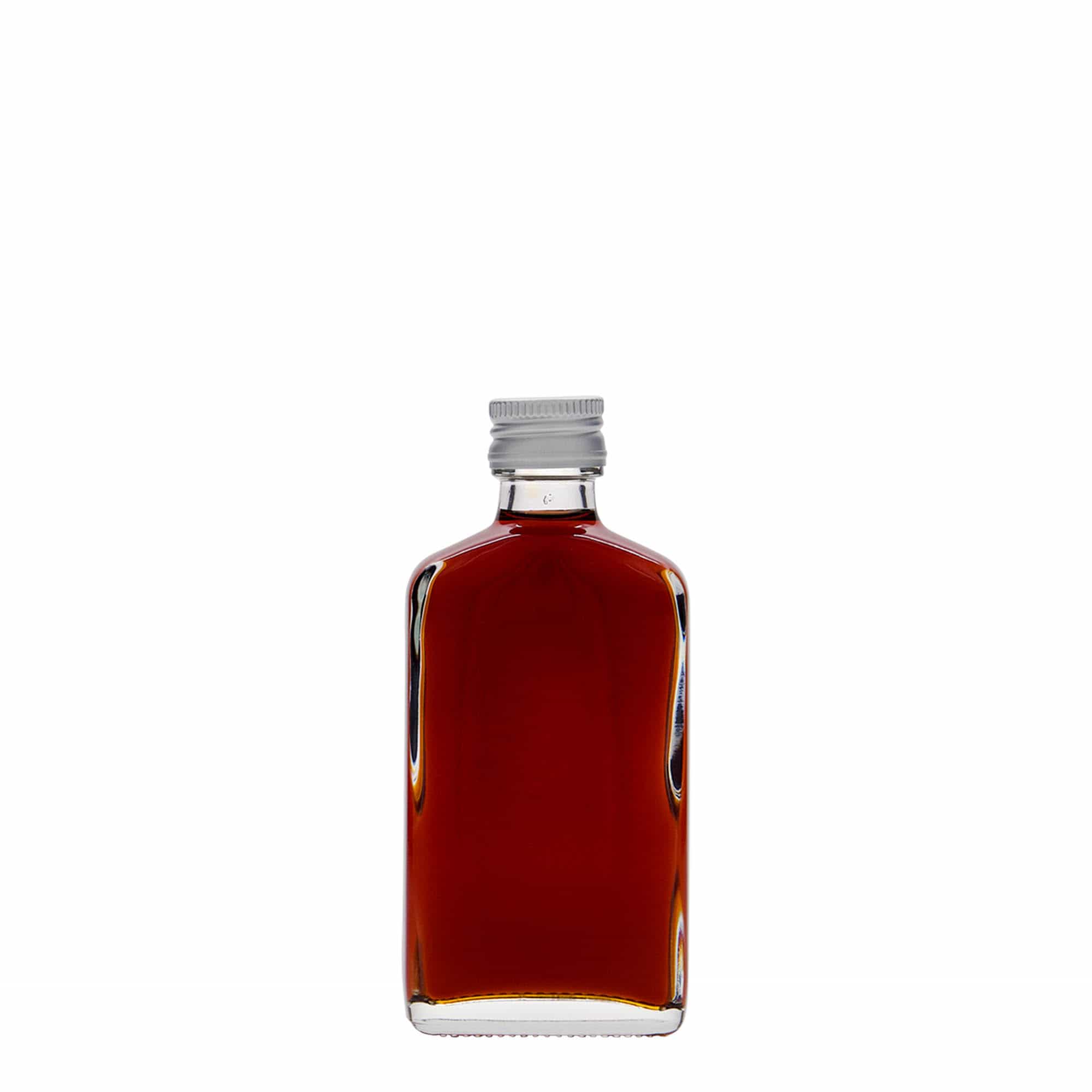 50 ml taskupullo, suorakulmainen, lasia, suuaukko: PP 18 50 ml taskupullo, suorakulmainen, lasia, suuaukko: PP 18