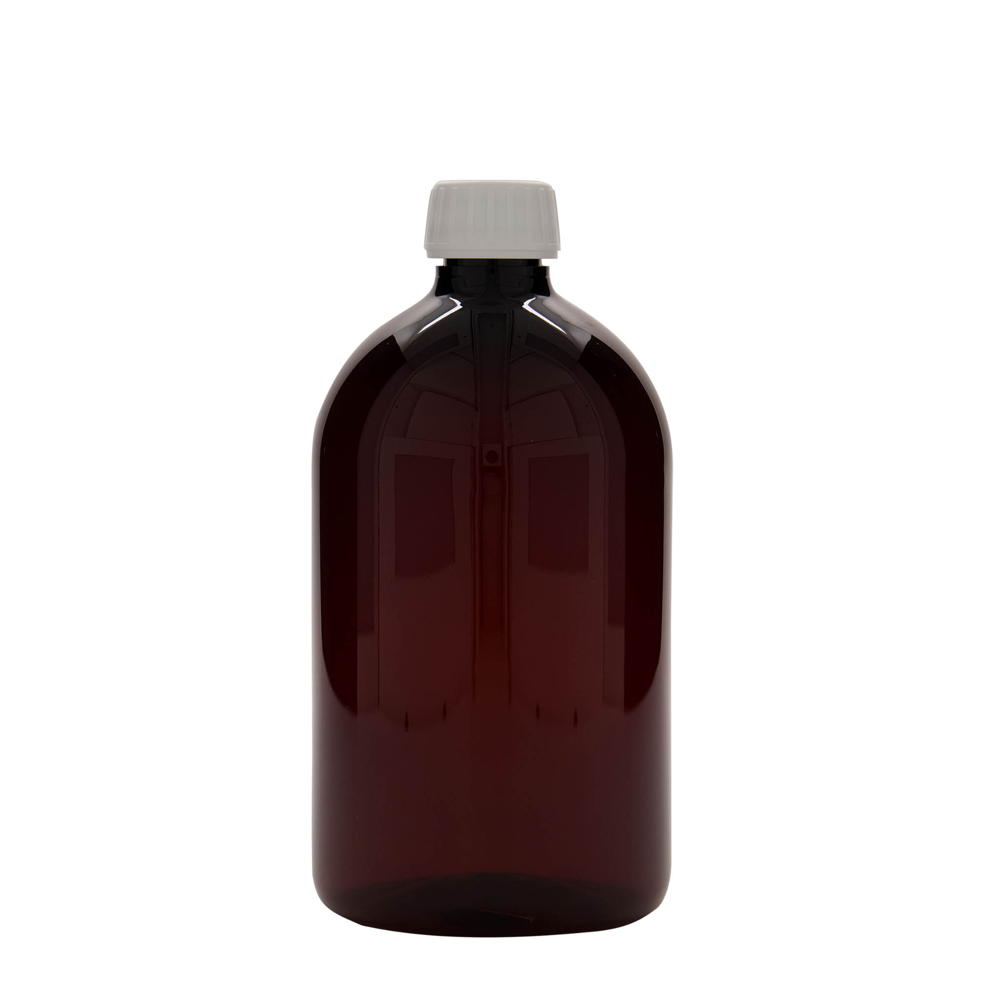 1 000 ml PET-lääkepullo, ruskea, muovi, suuaukko: PP 28 1 000 ml PET-lääkepullo, ruskea, muovi, suuaukko: PP 28