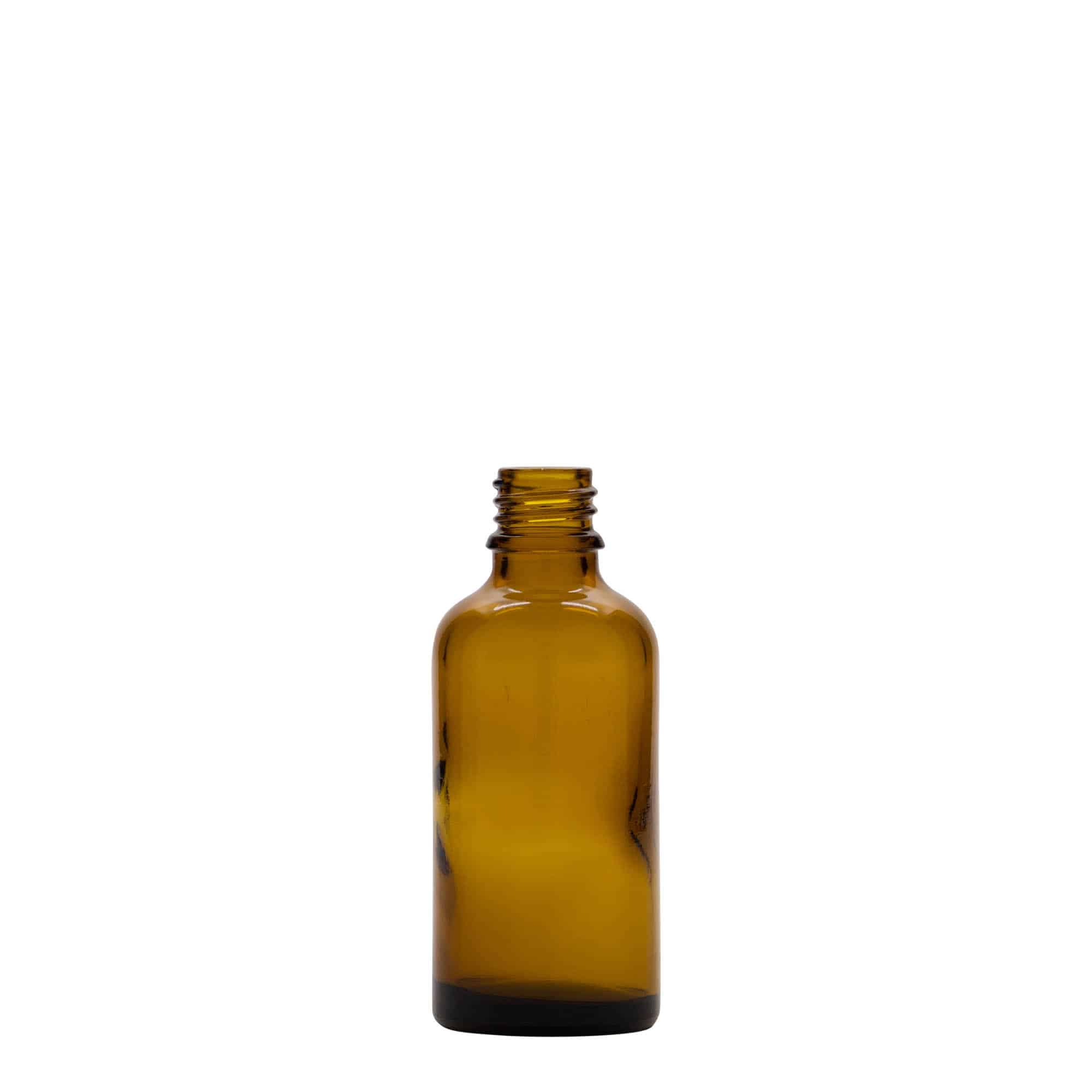 50 ml lääkepullo, lasi, ruskea, suu: DIN 18