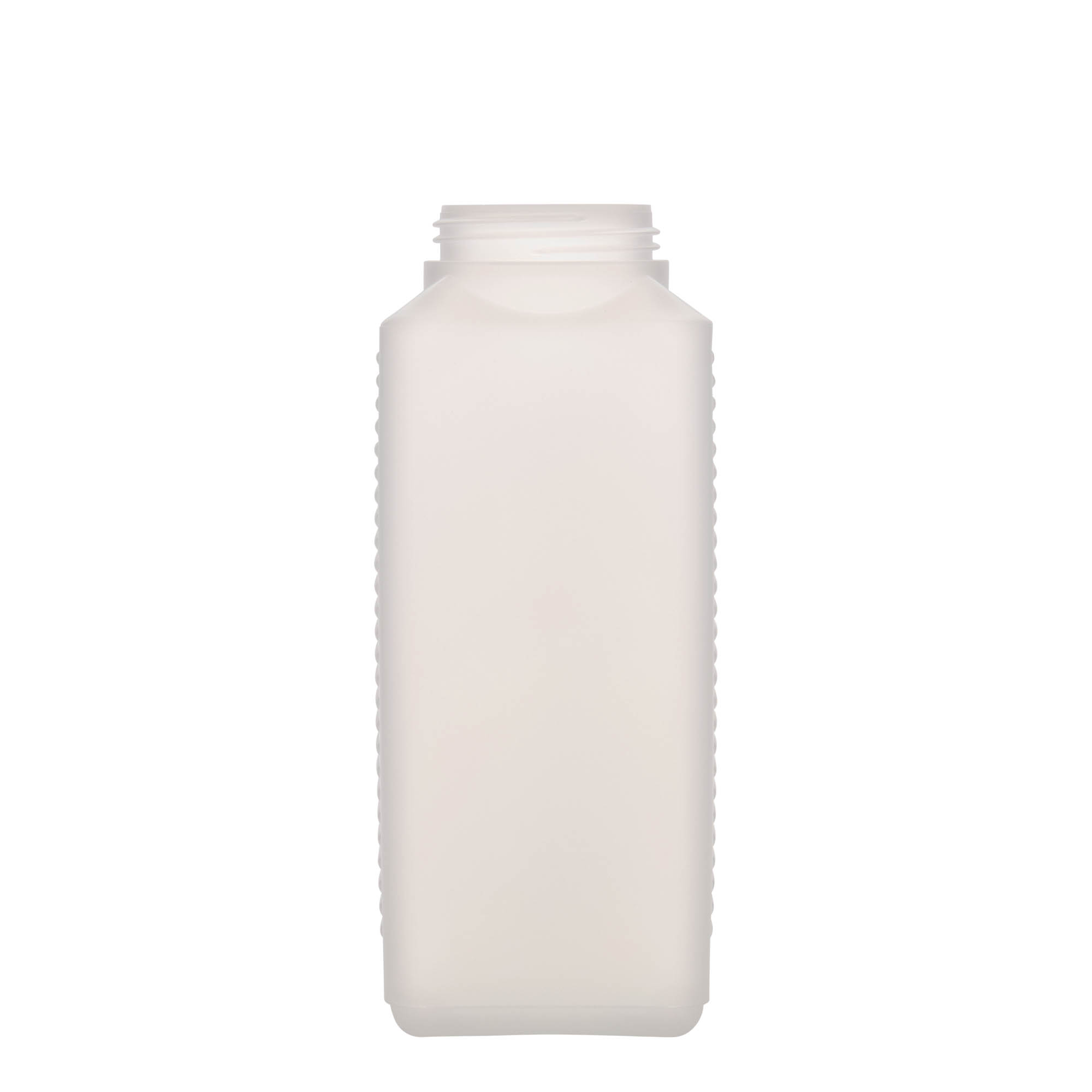 1 000 ml leveäkaulainen pullo, suorakaide, HDPE-muovi, luonnonväri, suuaukko: DIN 60 EPE