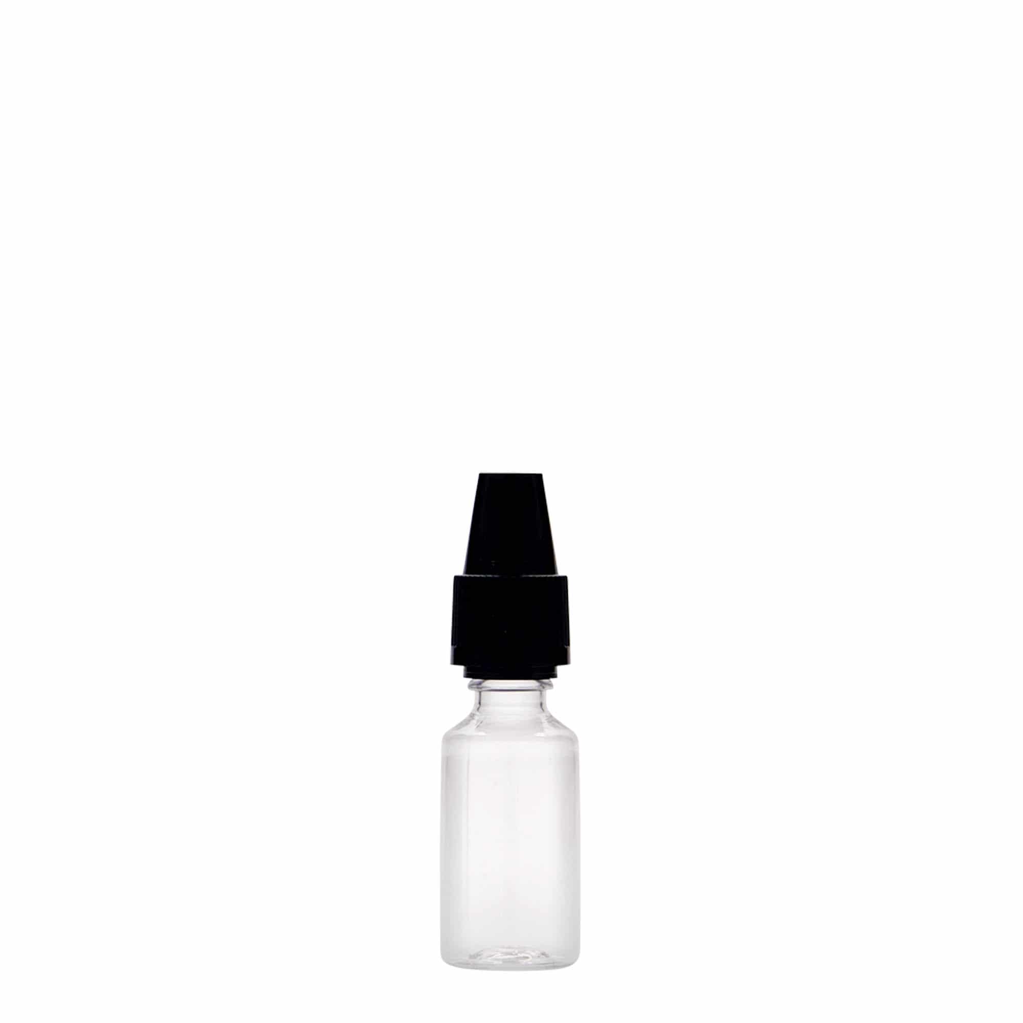 10 ml PET-pullo 'E-Liquid' laatu- ja lapsivarmistus, muovi, suu: Kierrekorkki