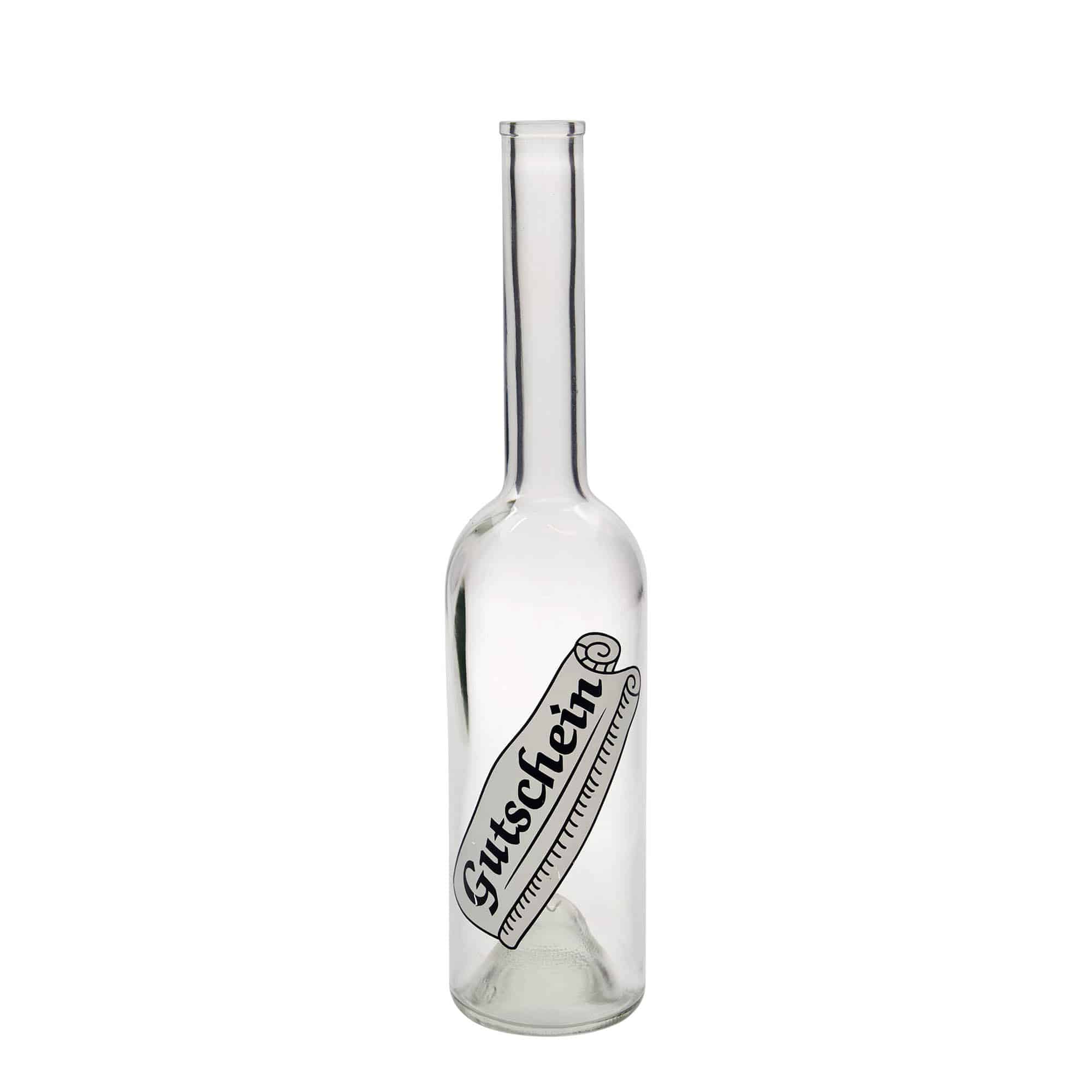 500 ml lasipullo ”Opera”, kuvio: lahjakortti, suuaukko: korkki
