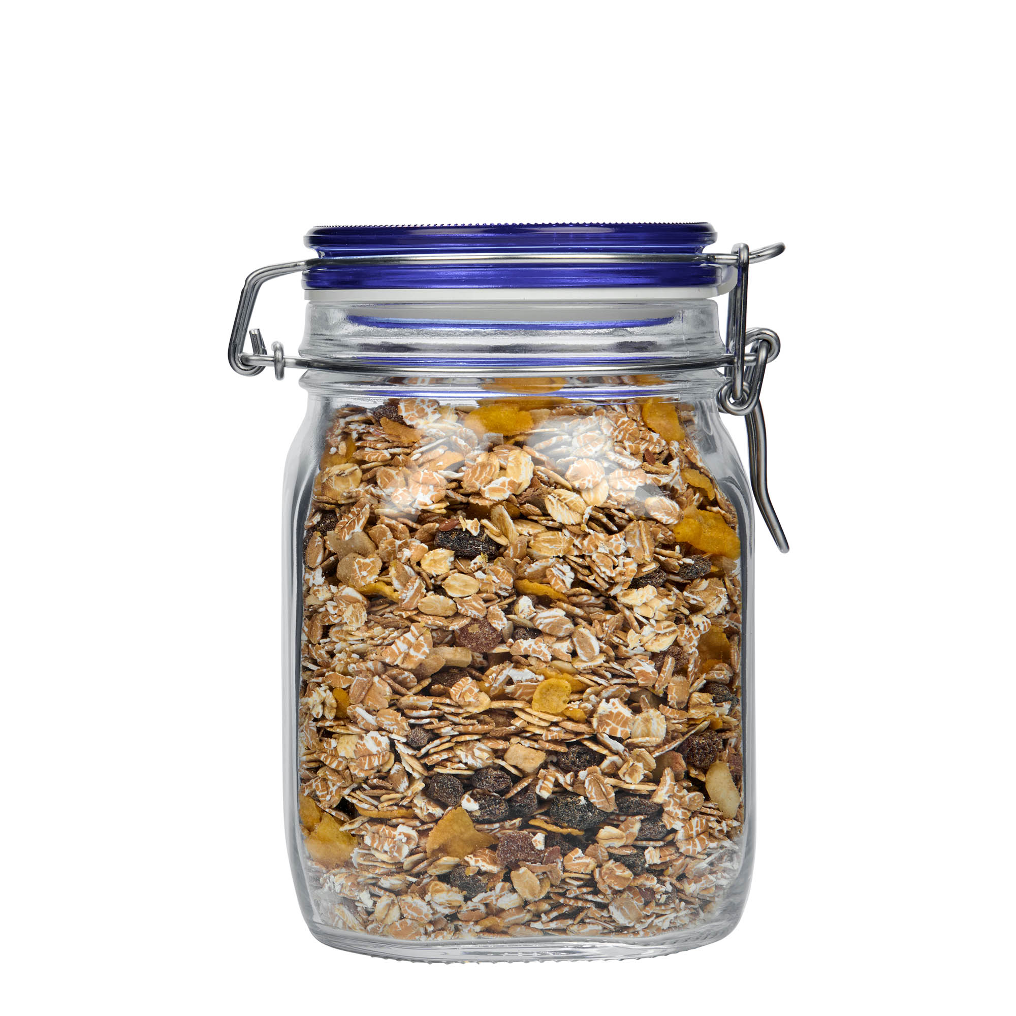 1 000 ml lankakahvainen purkki 'Fido' sininen kansi, nelikulmainen, suuaukko: lankakahvalukko 1 000 ml lankakahvainen purkki 'Fido' sininen kansi, nelikulmainen, suuaukko: lankakahvalukko