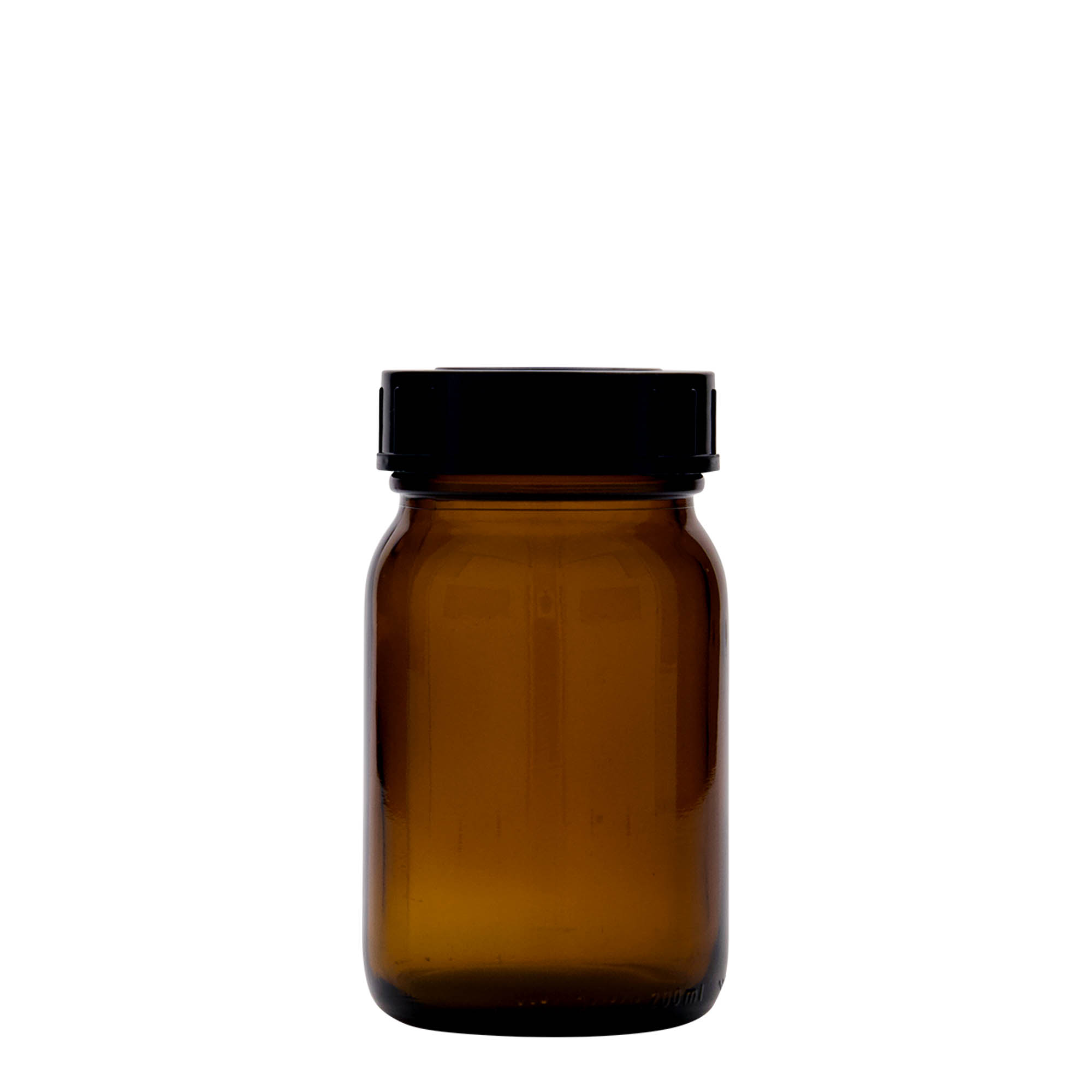 200 ml leveäkaulainen lasi, ruskea, suuaukko: DIN 55