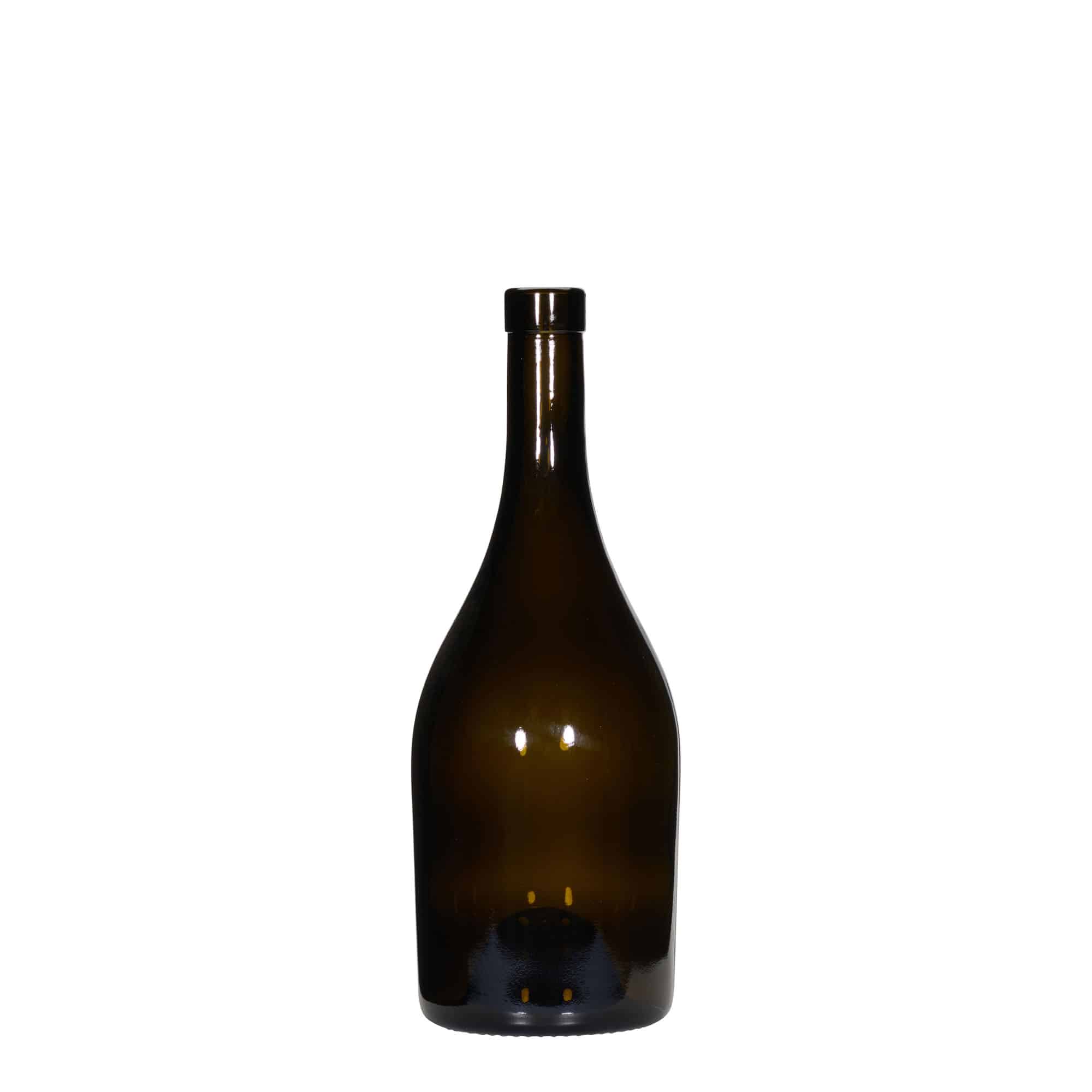 750 ml viinipullo 'Exclusive', antiikinvihreä, suu: korkki