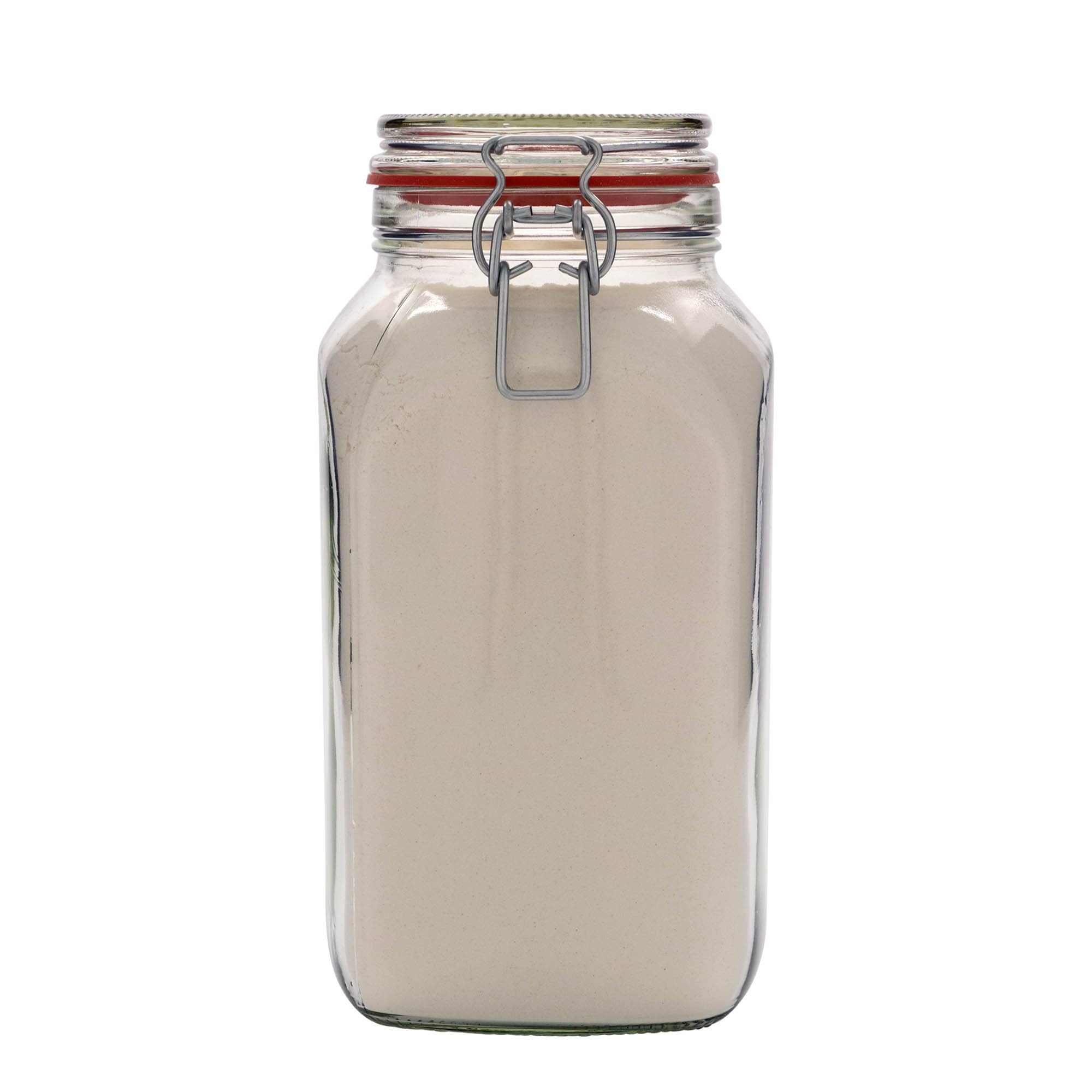 2,590 ml lankakahvallinen lasipurkki, neliö, suuaukko: lankakahvalukko