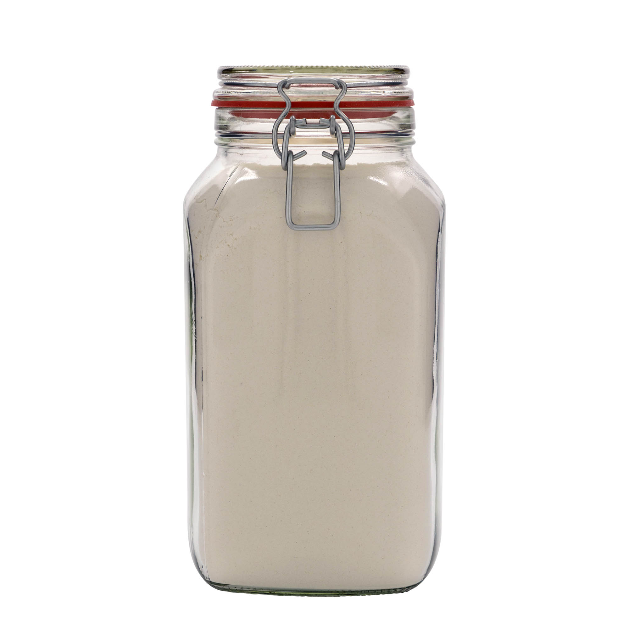 2,590 ml lankakahvallinen lasipurkki, neliö, suuaukko: lankakahvalukko