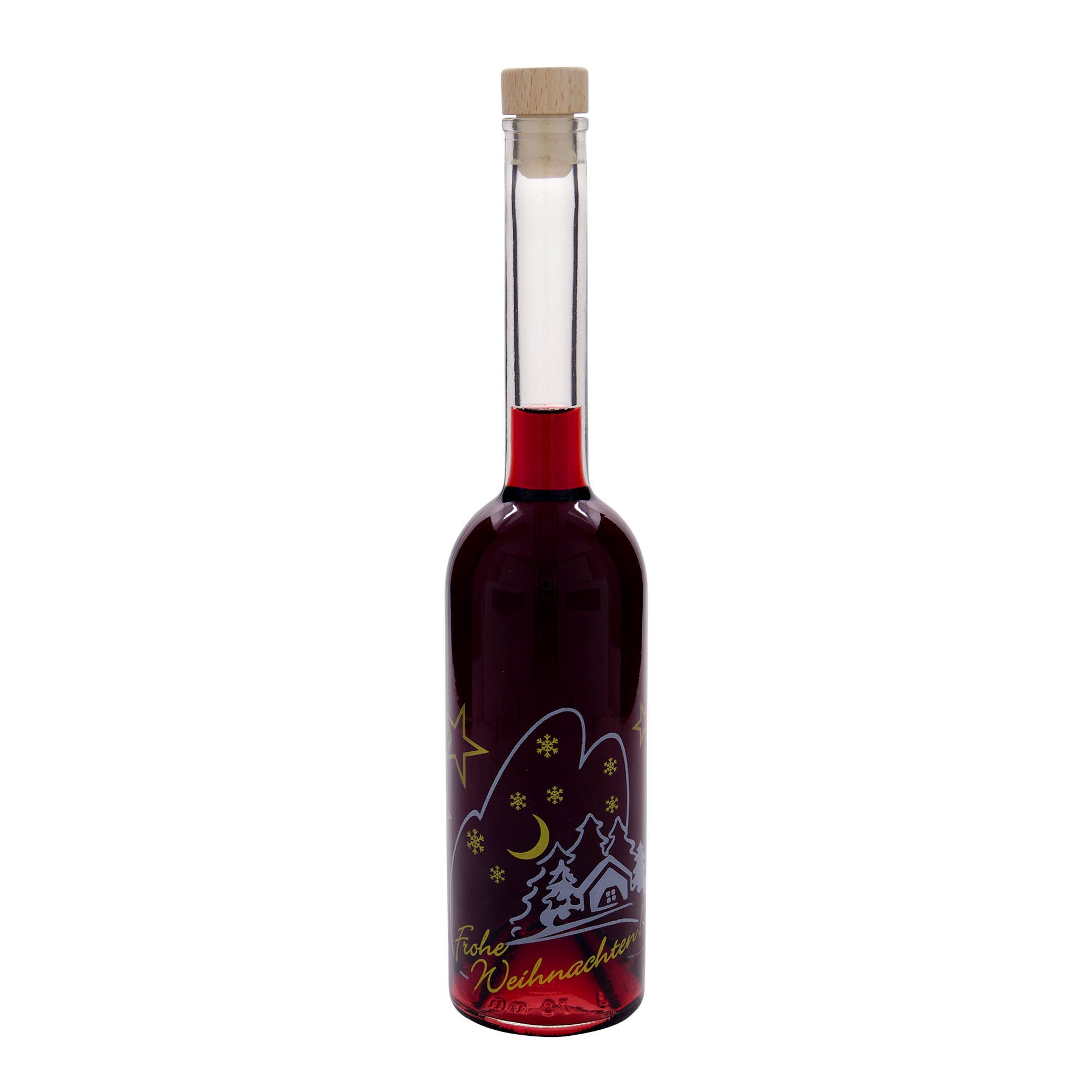 500 ml lasipullo ”Opera”, kuva-aihe: joulun idylli, suuaukko: korkki