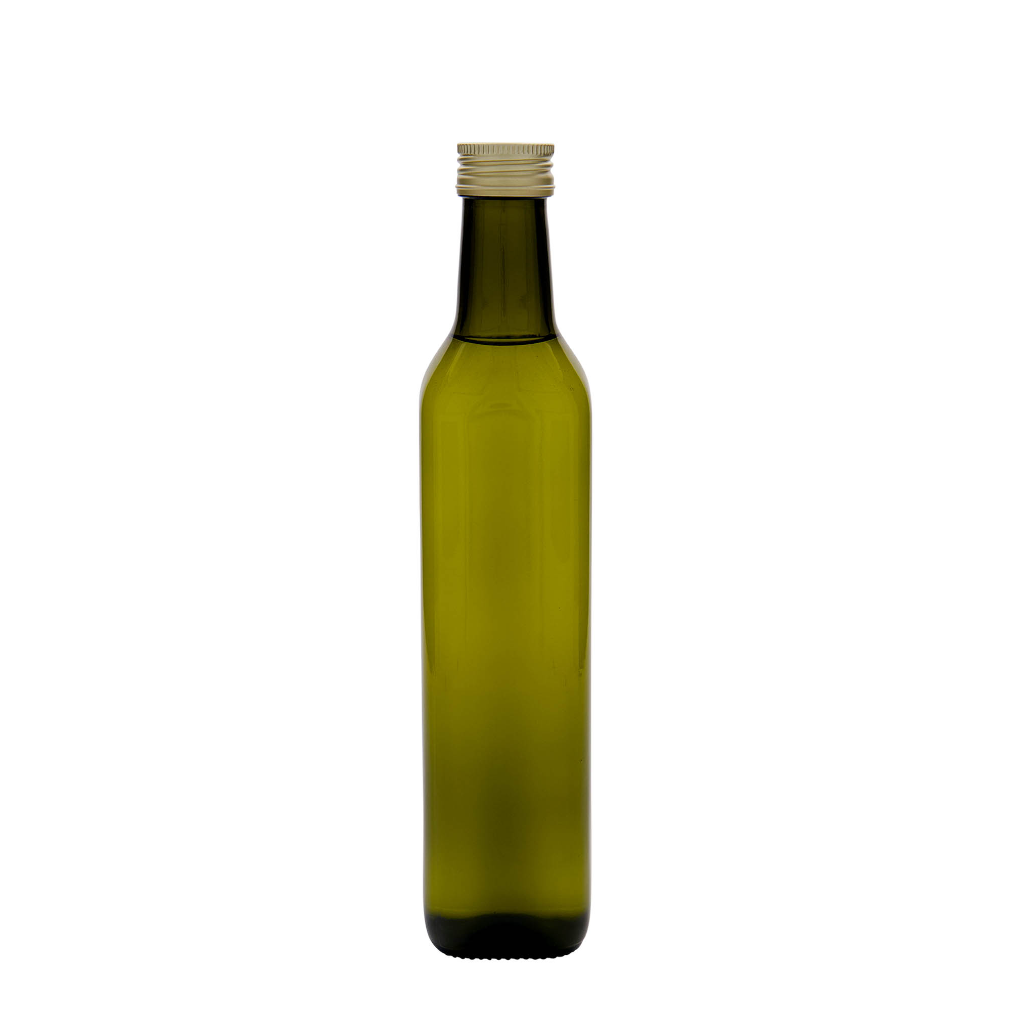 500 ml lasipullo ”Marasca”, neliö, antiikkivihreä, suuaukko: PP 31,5