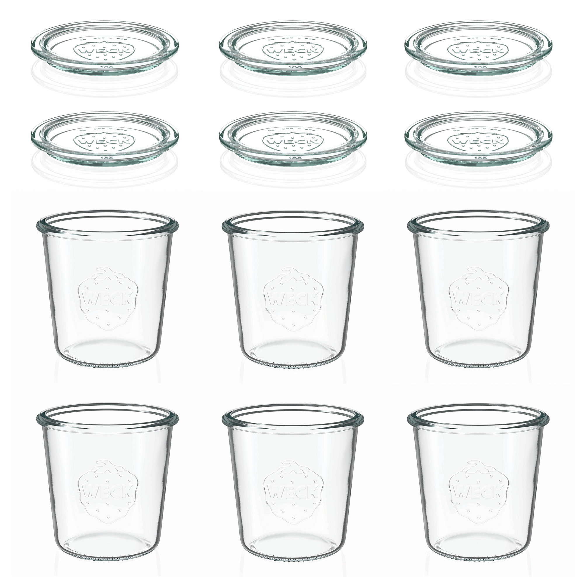 6x 580 ml WECK-kaatopurkki lasikannella RR 100