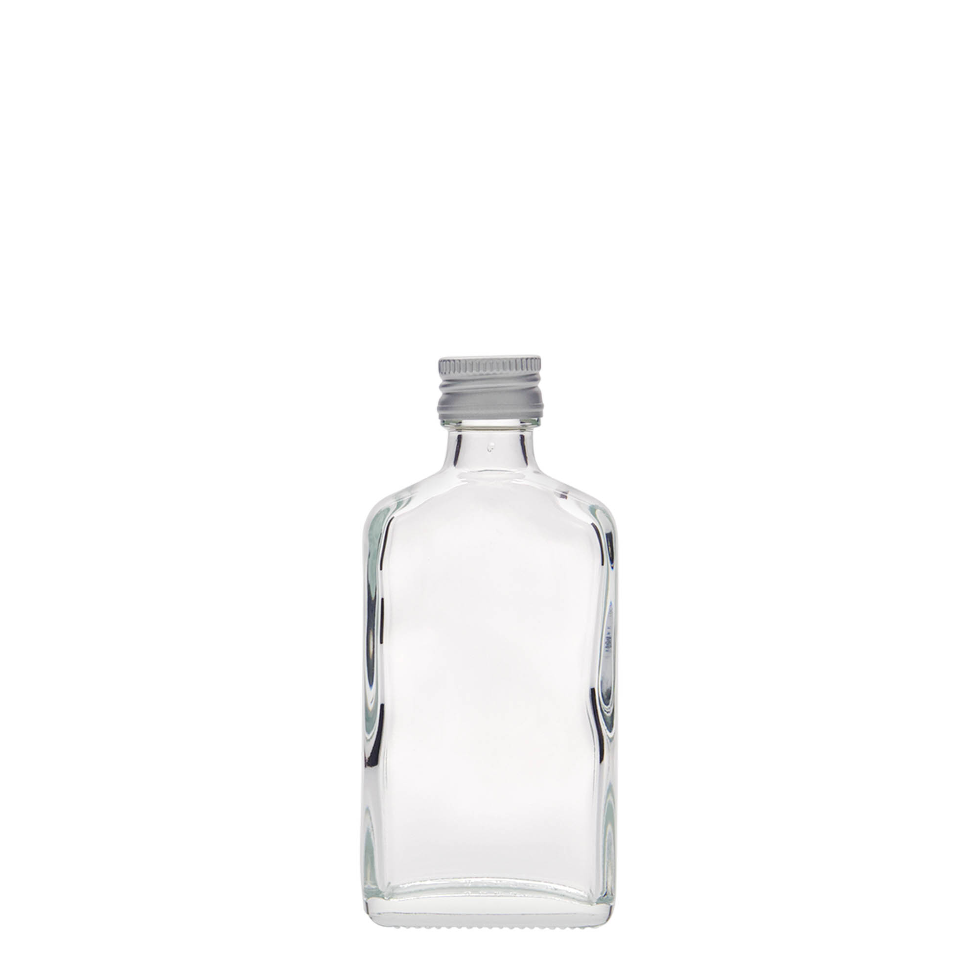 50 ml taskupullo, suorakulmainen, lasia, suuaukko: PP 18 50 ml taskupullo, suorakulmainen, lasia, suuaukko: PP 18