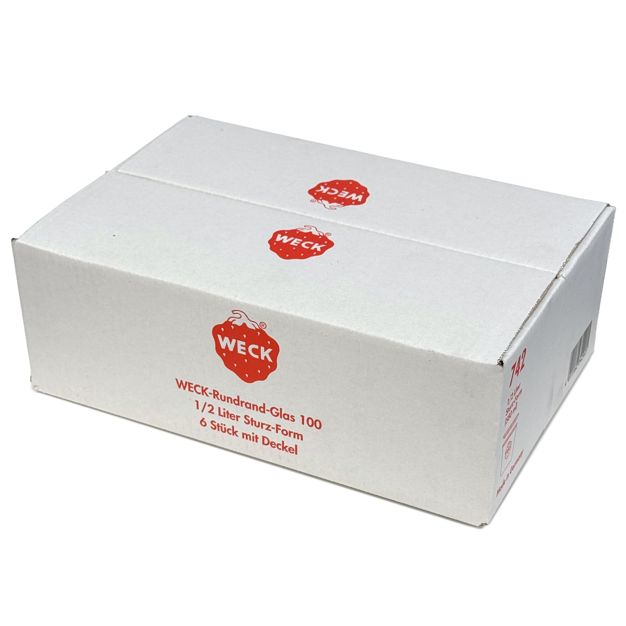 6x 580 ml WECK-kaatopurkki lasikannella RR 100