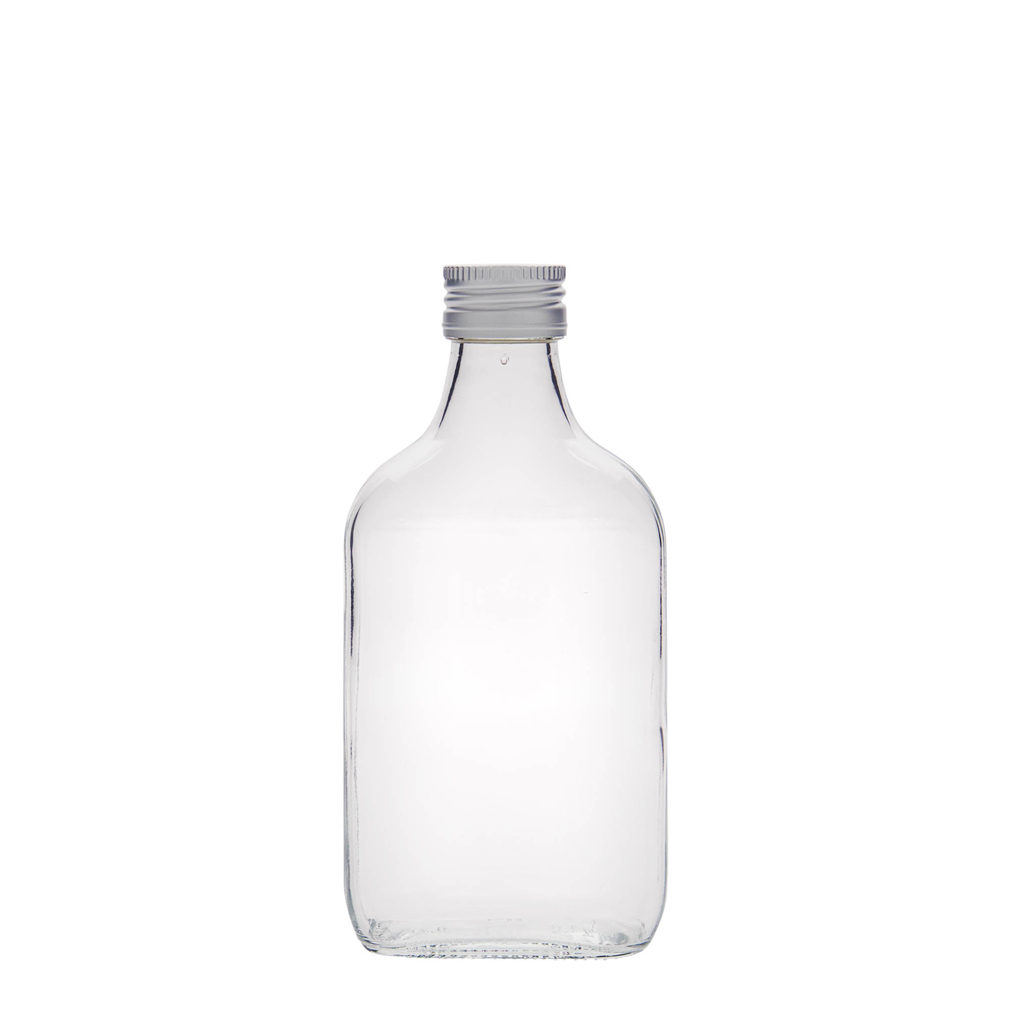 200 ml taskupullo, suorakaide, lasi, suuaukko: PP 28 200 ml taskupullo, suorakaide, lasi, suuaukko: PP 28