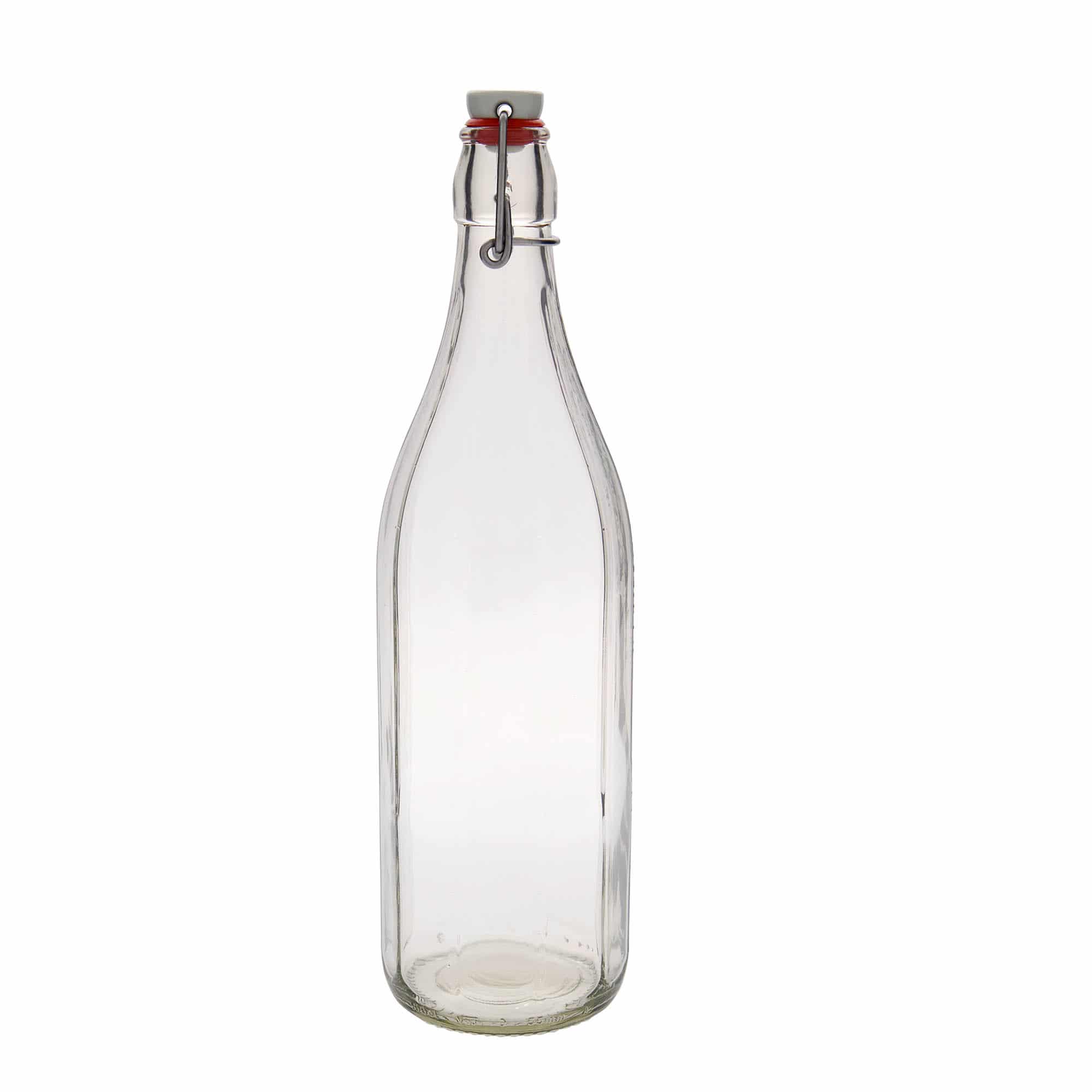 1000 ml lasipullo 'Bravo', kymmenkulmainen, suu: patenttikorkki 1000 ml lasipullo 'Bravo', kymmenkulmainen, suu: patenttikorkki