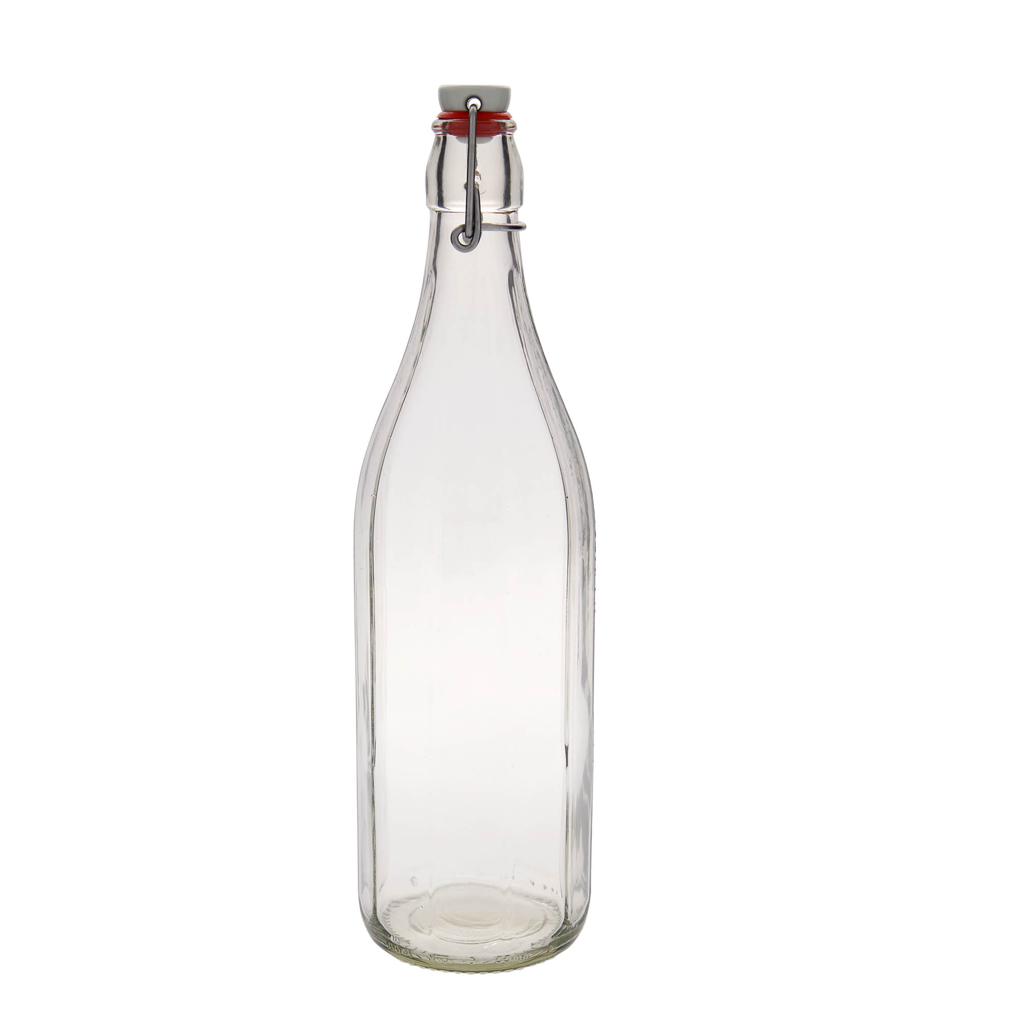 1 000 ml lasipullo 'Bravo' #, kymmenkulmainen, suuaukko: saranakorkki