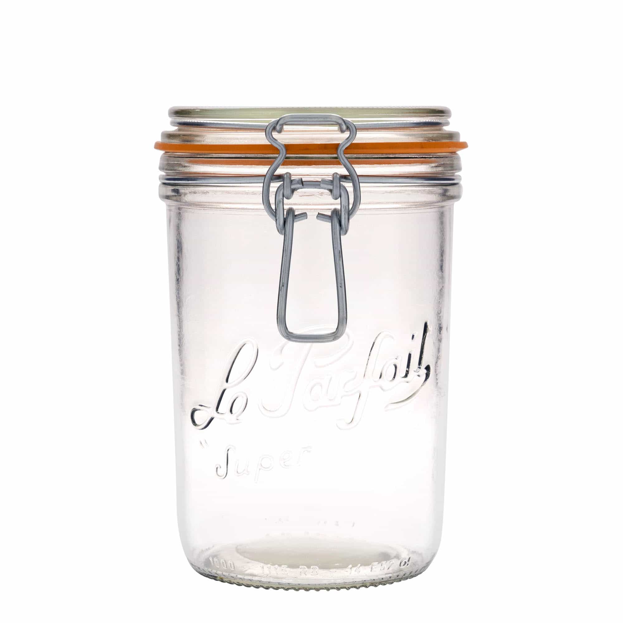 1000 ml patenttikorkillinen lasipurkki 'Le Parfait Super Terrine', suu: patenttikorkki 1000 ml patenttikorkillinen lasipurkki 'Le Parfait Super Terrine', suu: patenttikorkki