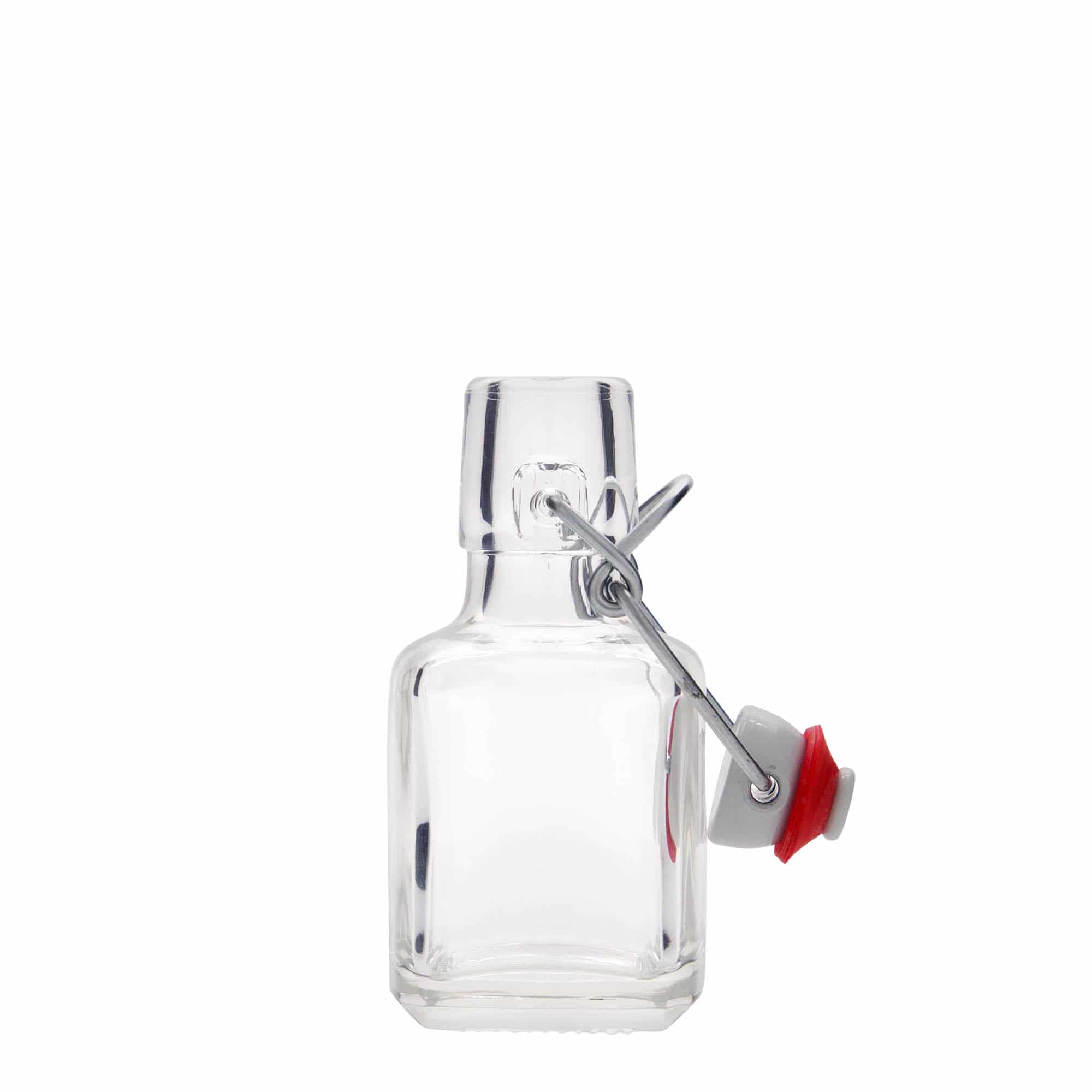 100 ml lasipullo 'Kubica', neliö, suu: patenttikorkki