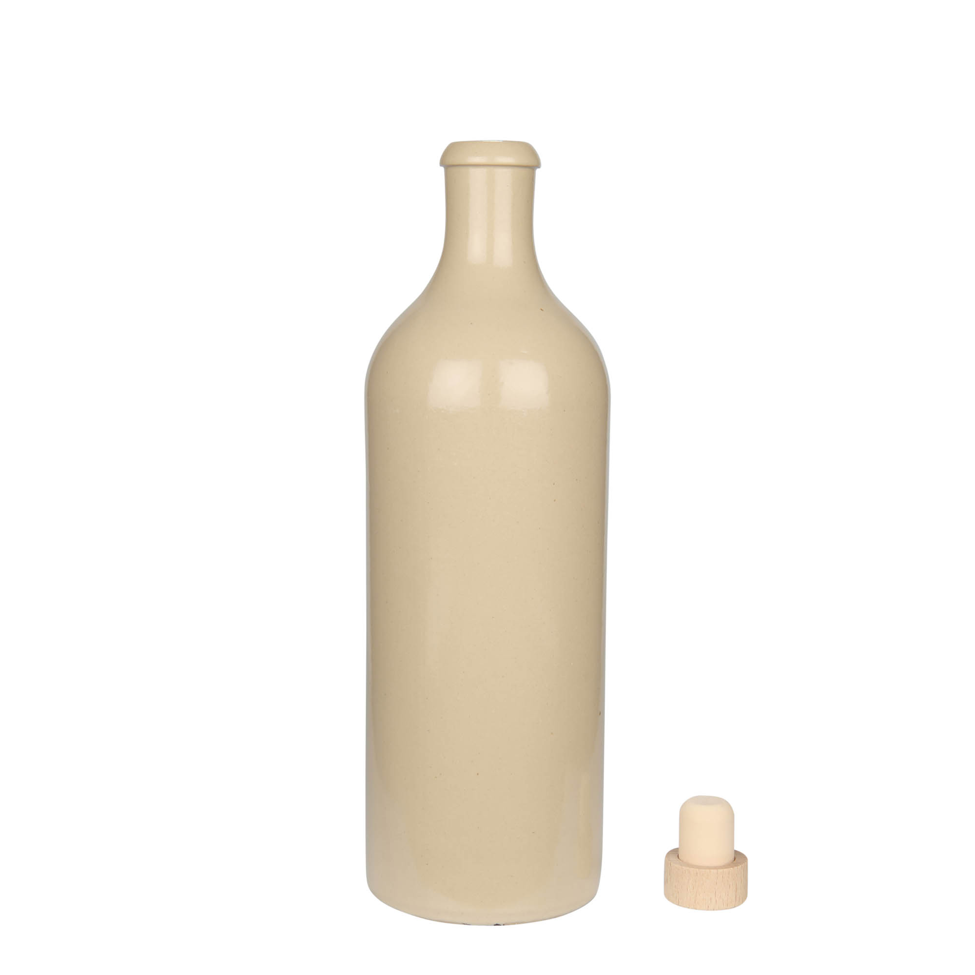 750 ml tonkannu, kivitavaraa, beige, suuaukko: korkki