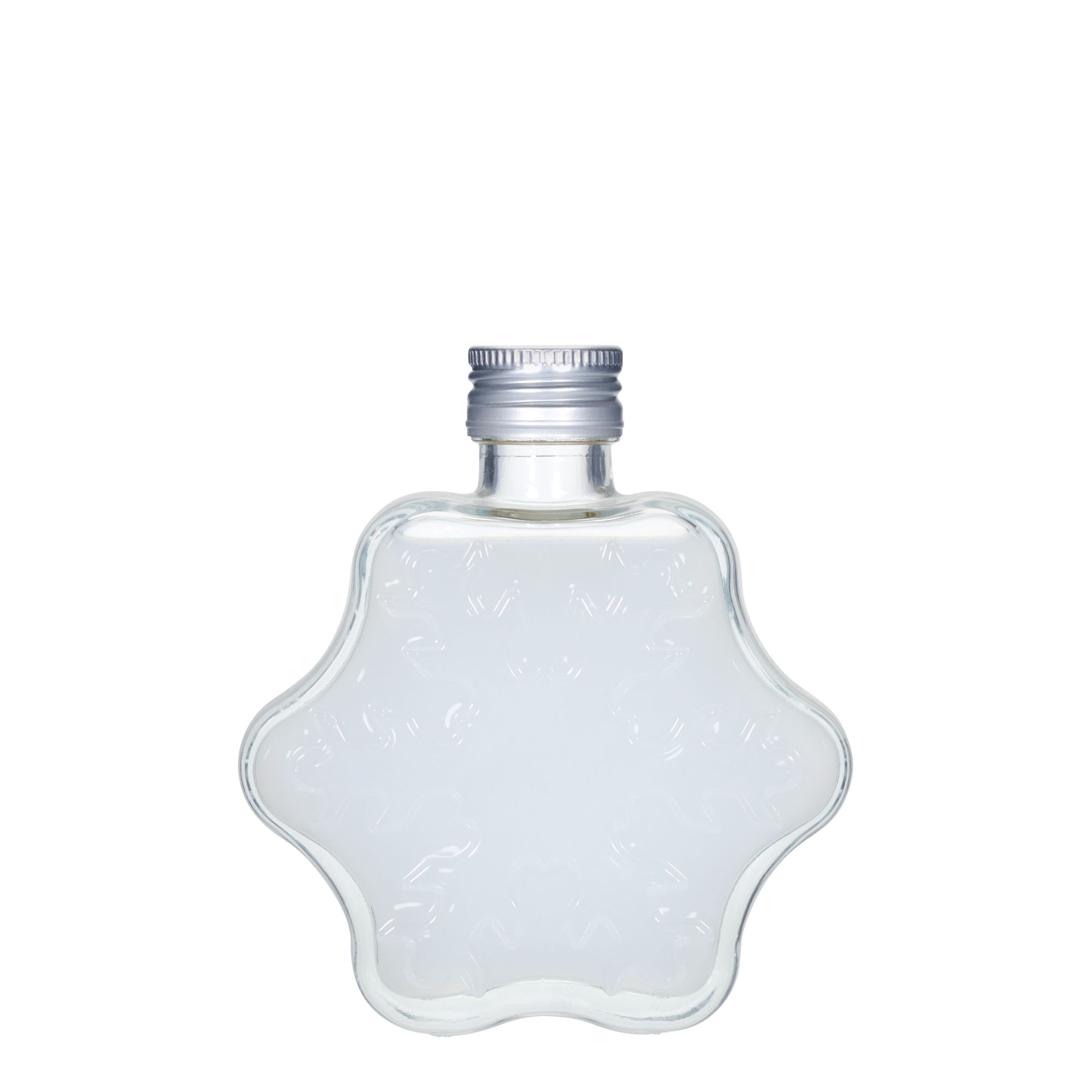 200 ml lasipullo 'Lumihiutale', suuaukko: PP 28